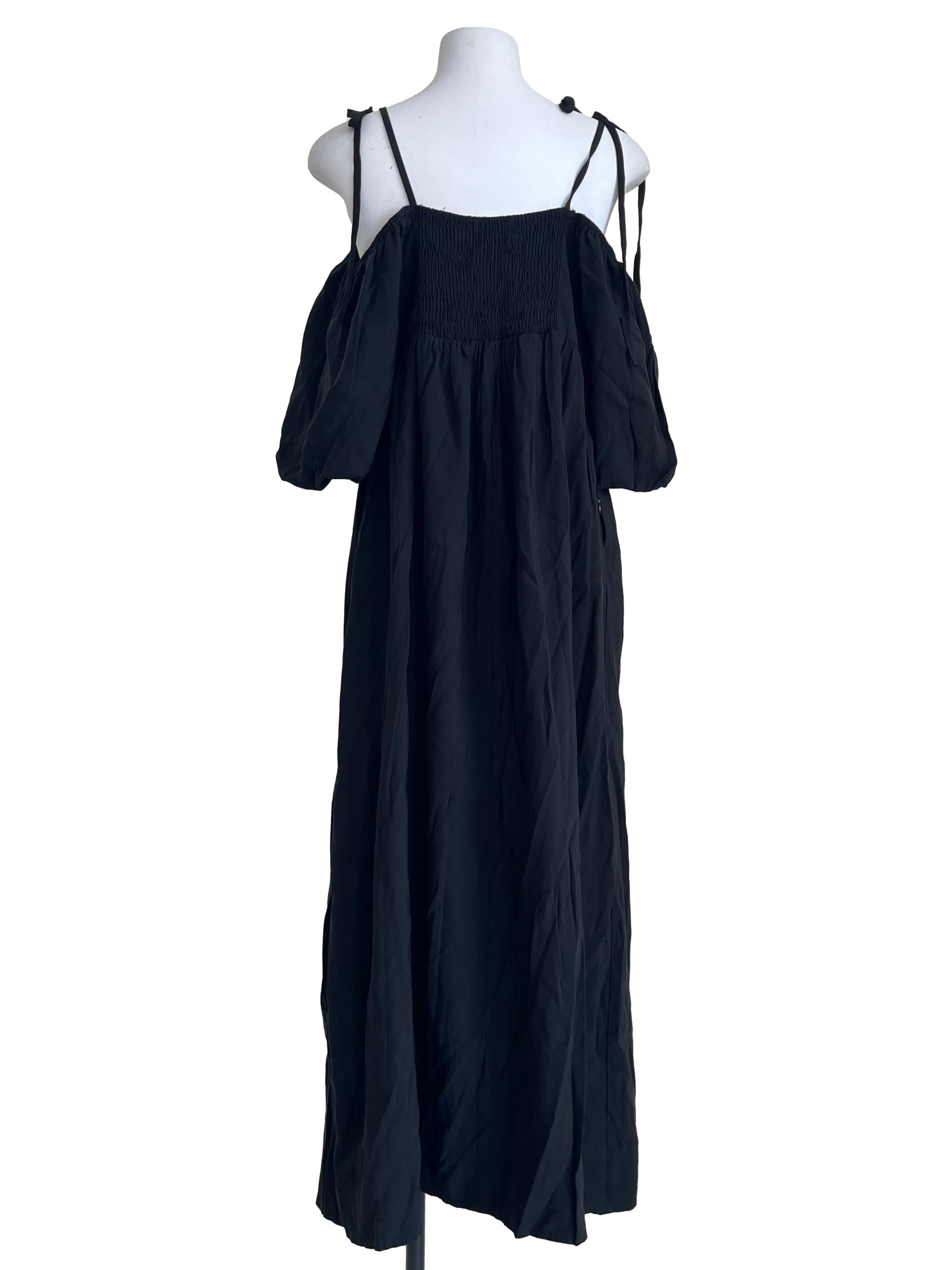 Ink Black Off Shoulder A-Line Dress