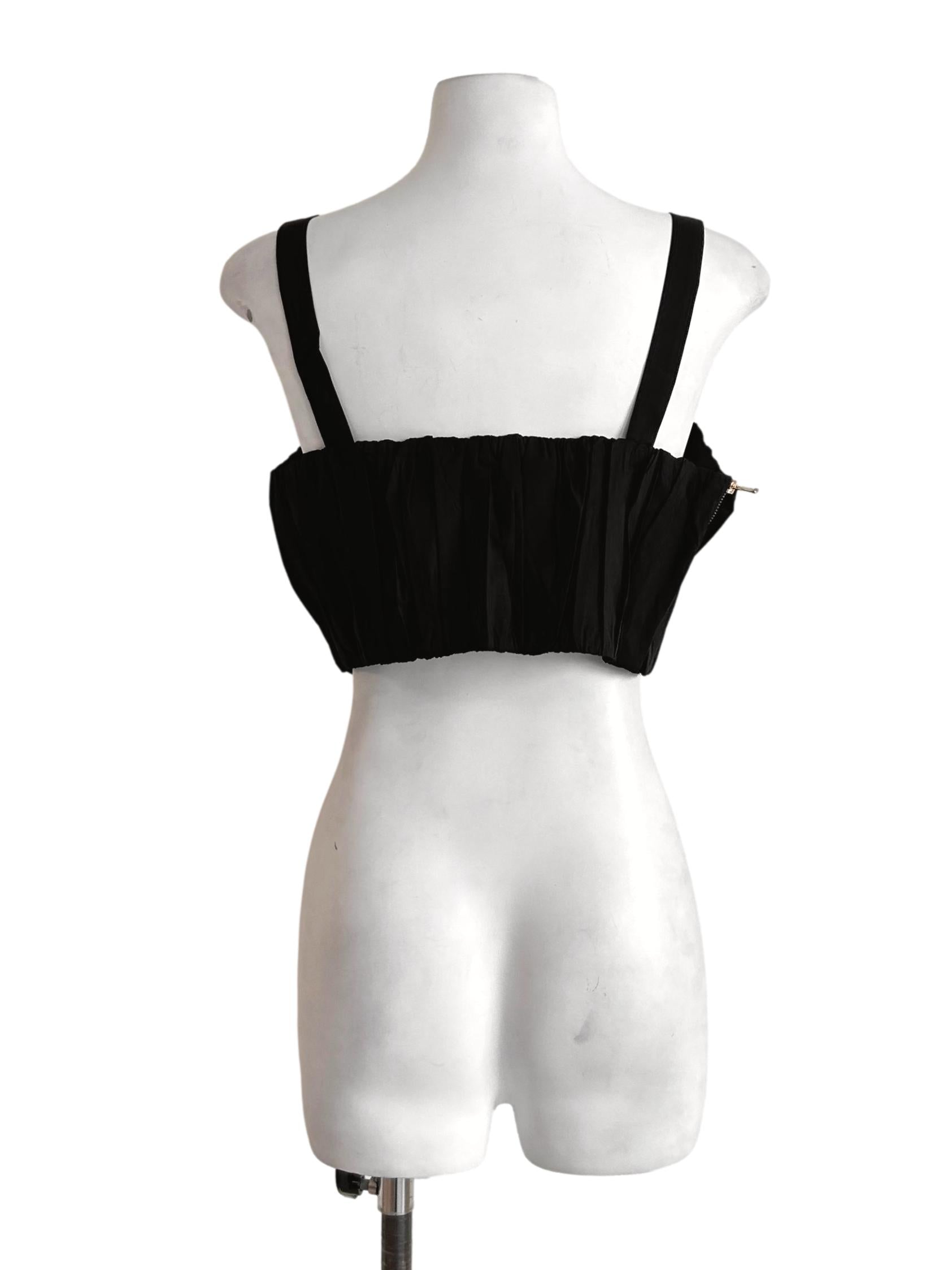 Black Pleated Square Neck Camisole