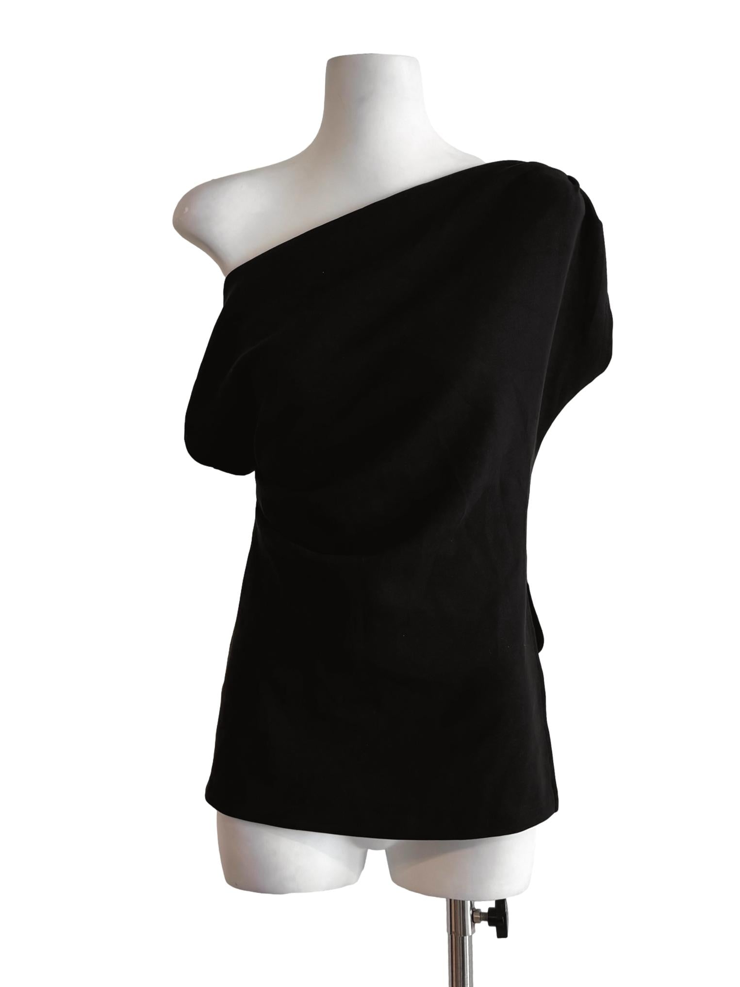 Night Black One Shoulder Asymmetrical Top LB