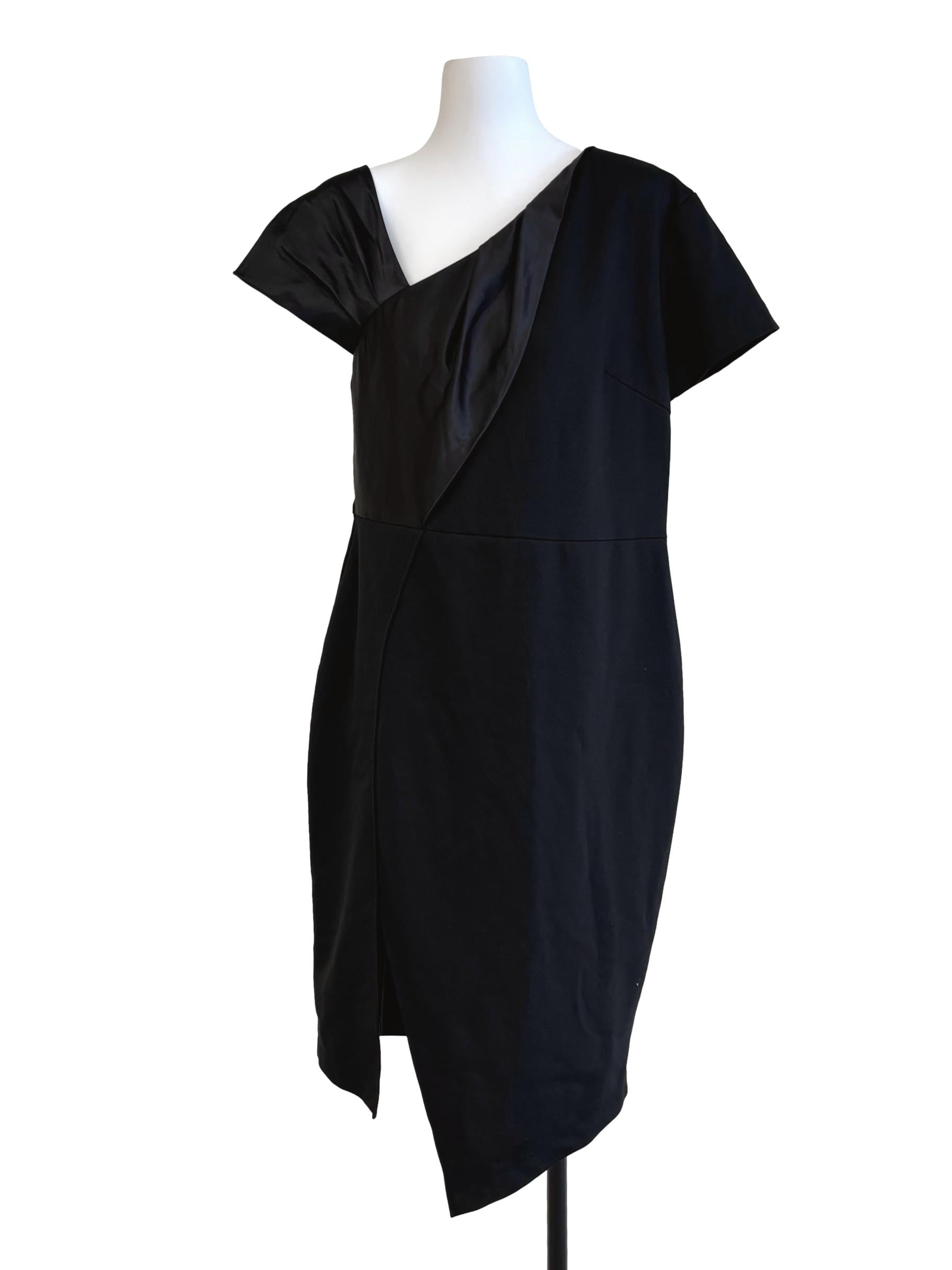 Raven Black Asymmetrical Pencil Dress