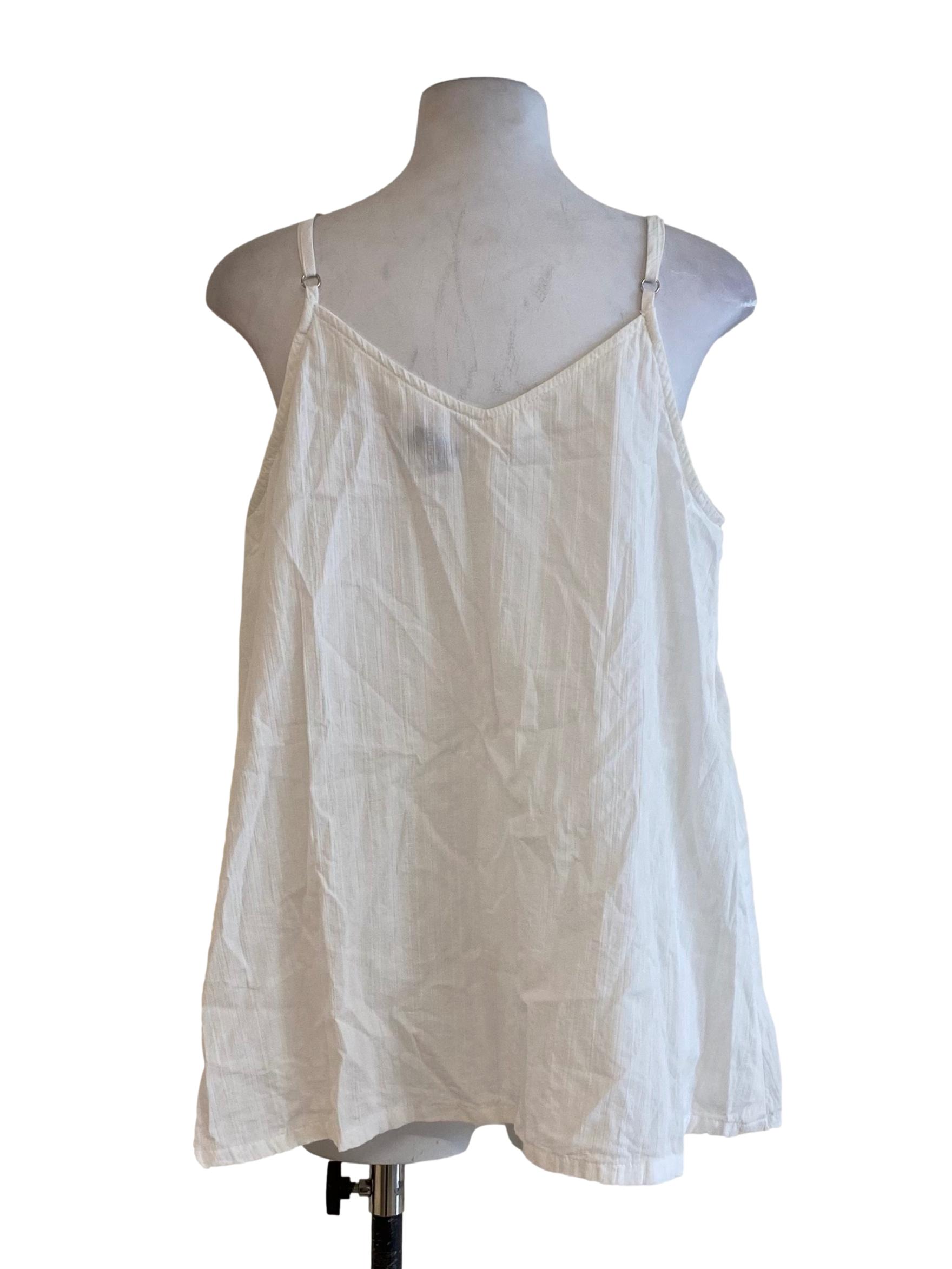 Linen Clear White V-Neck Sleeveless Top