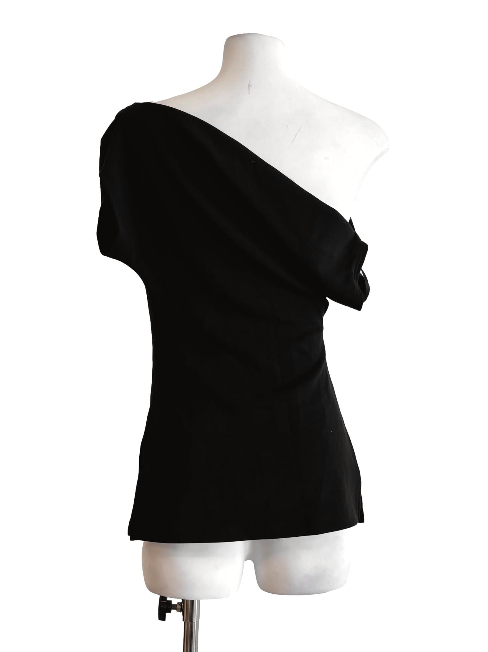 Night Black One Shoulder Asymmetrical Top LB
