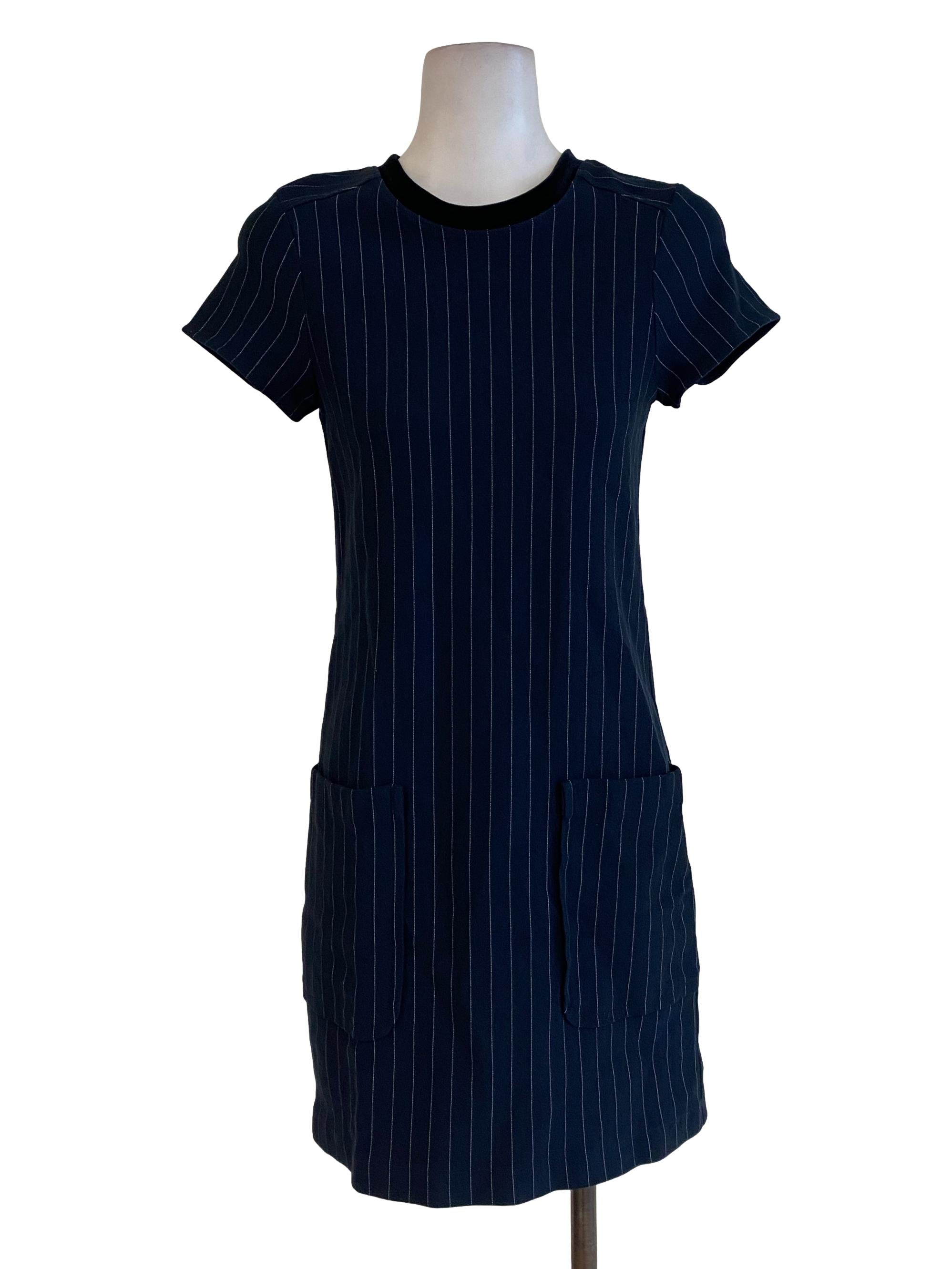 Navy Blue Striped Mini Dress