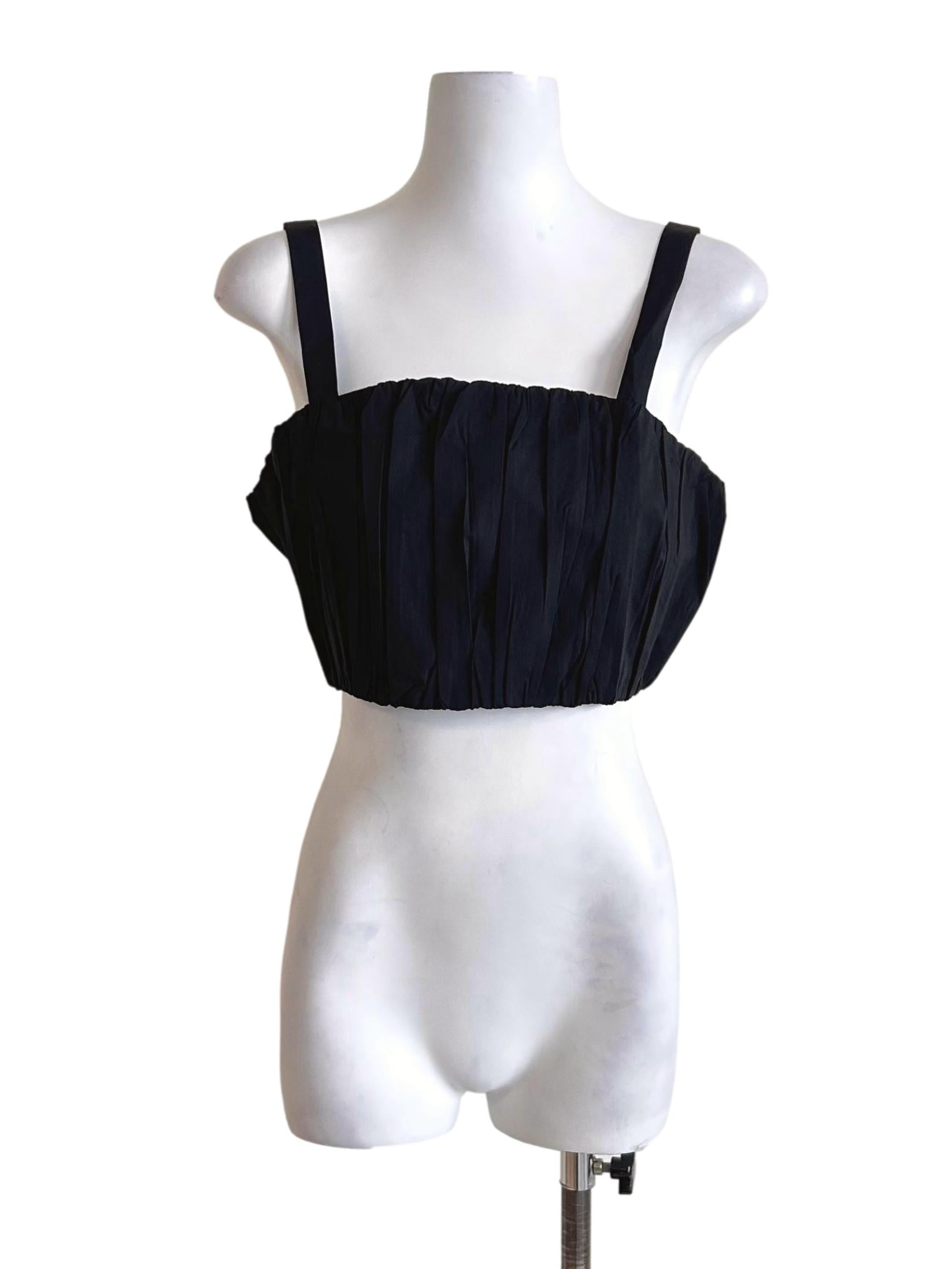 Black Pleated Square Neck Camisole