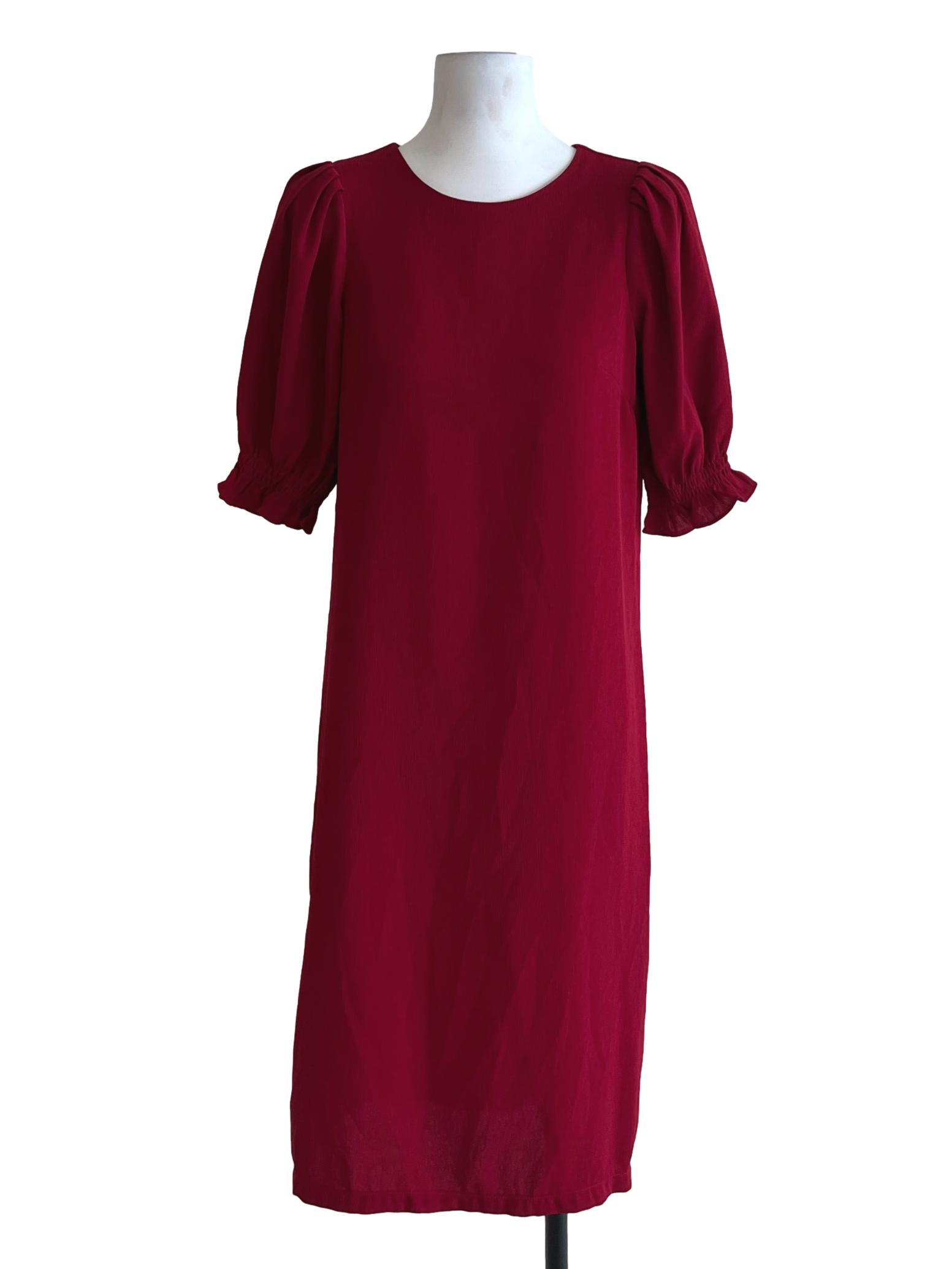 Blood Red Jewel Neckline Empire Dress