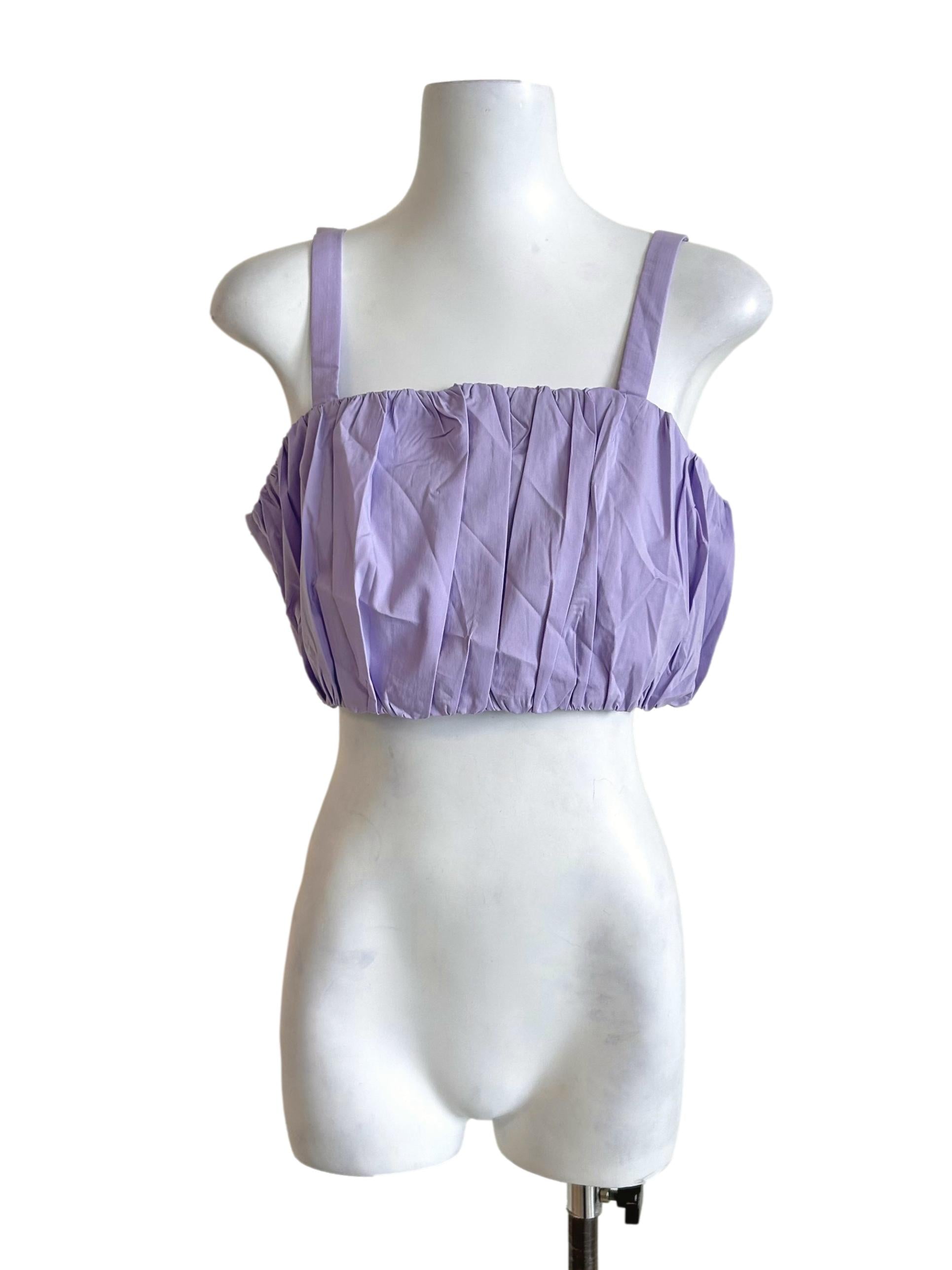 Periwinkle Purple Pleated Square Neck Camisole
