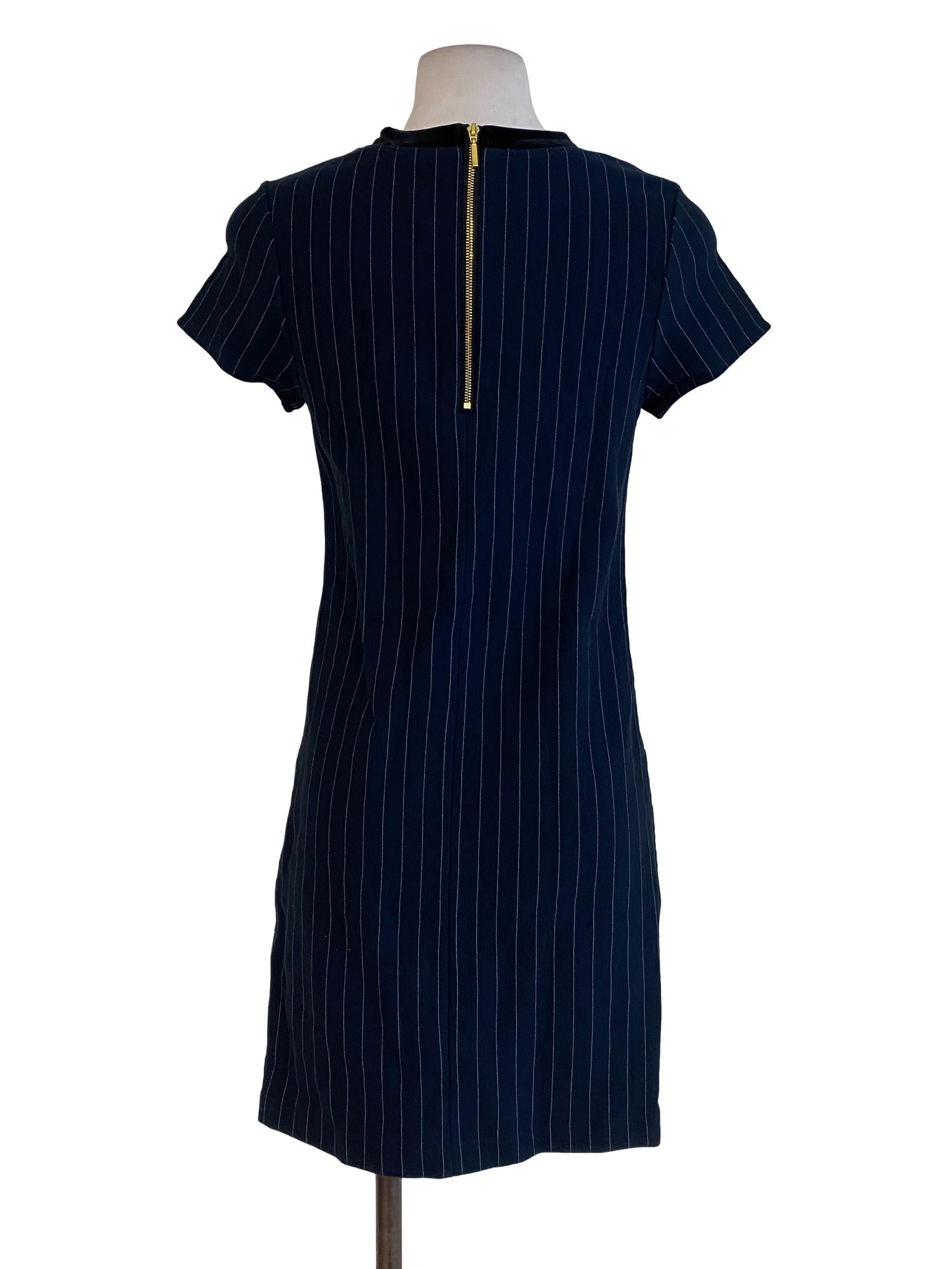 Navy Blue Striped Mini Dress