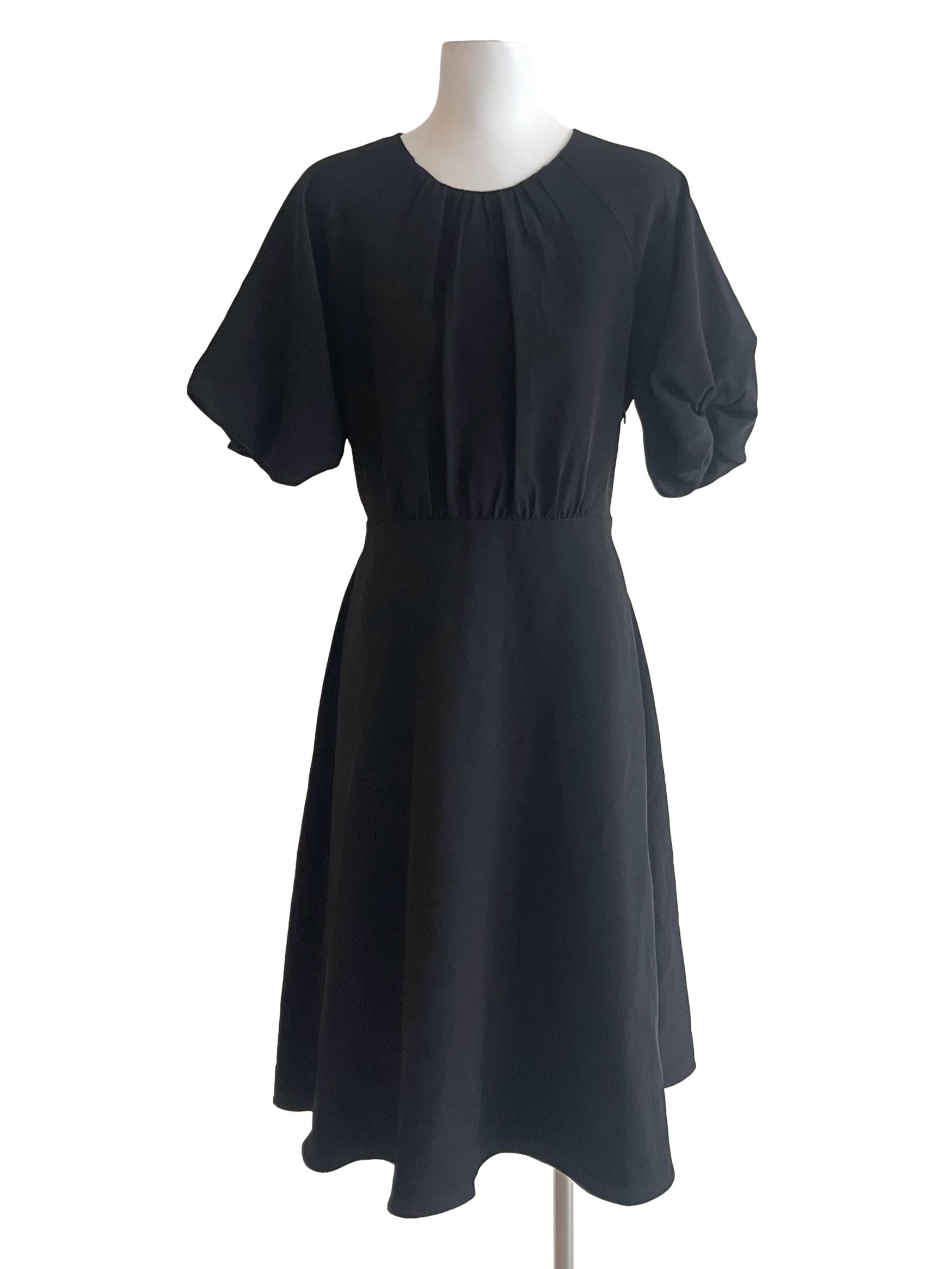 Black Puff Sleeved A-Line Dress LB