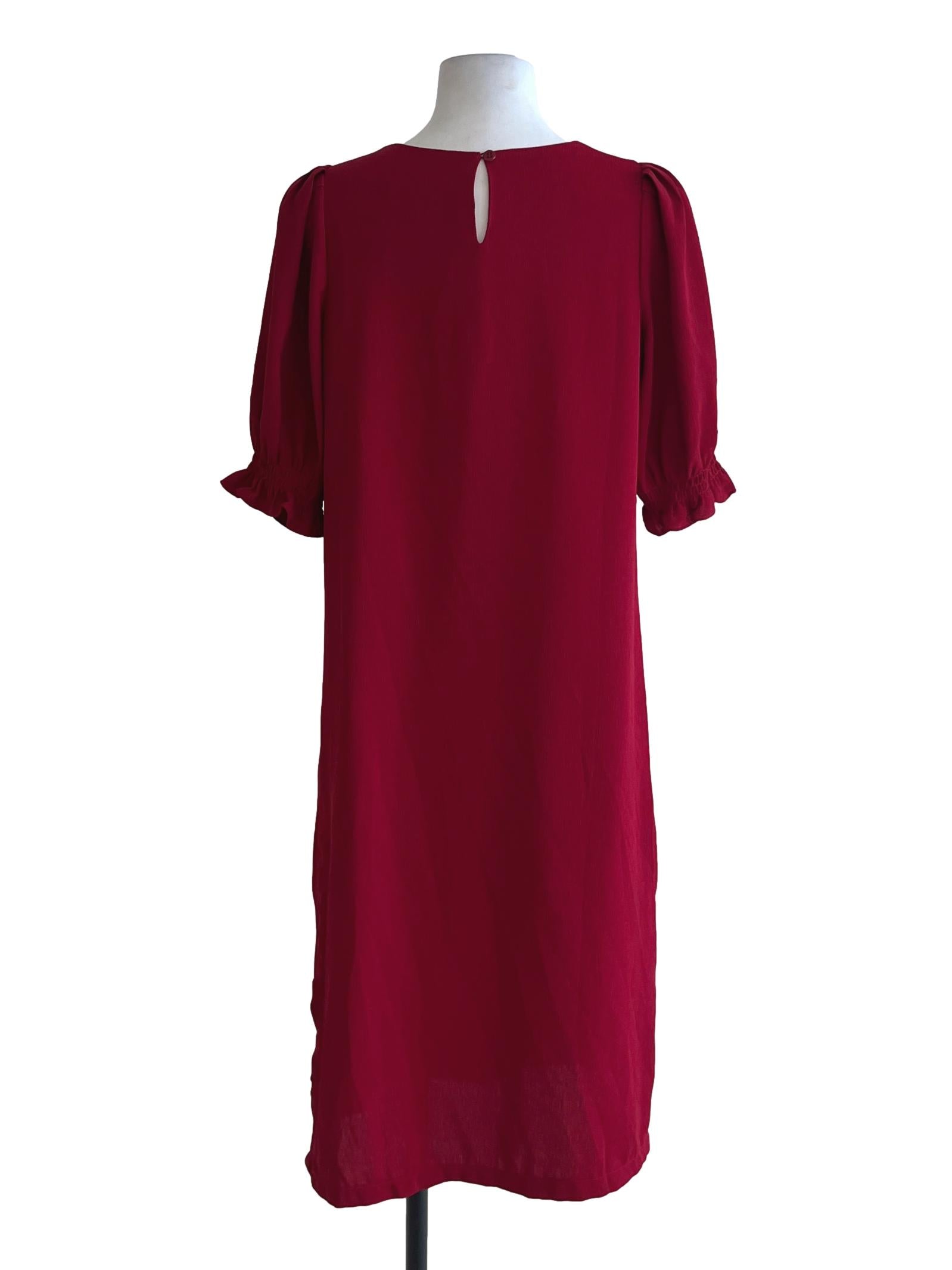Blood Red Jewel Neckline Empire Dress