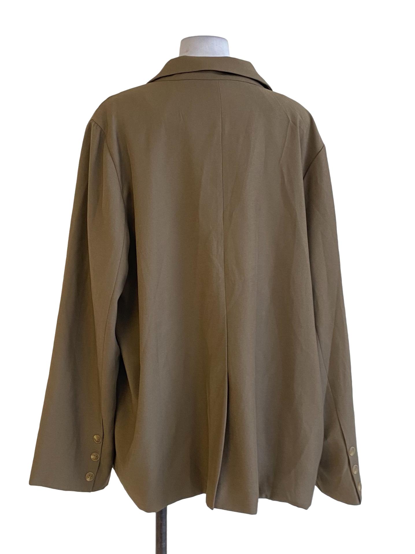 Wood Brown Notched Collar Buttoned Down Long Sleeve Blazer