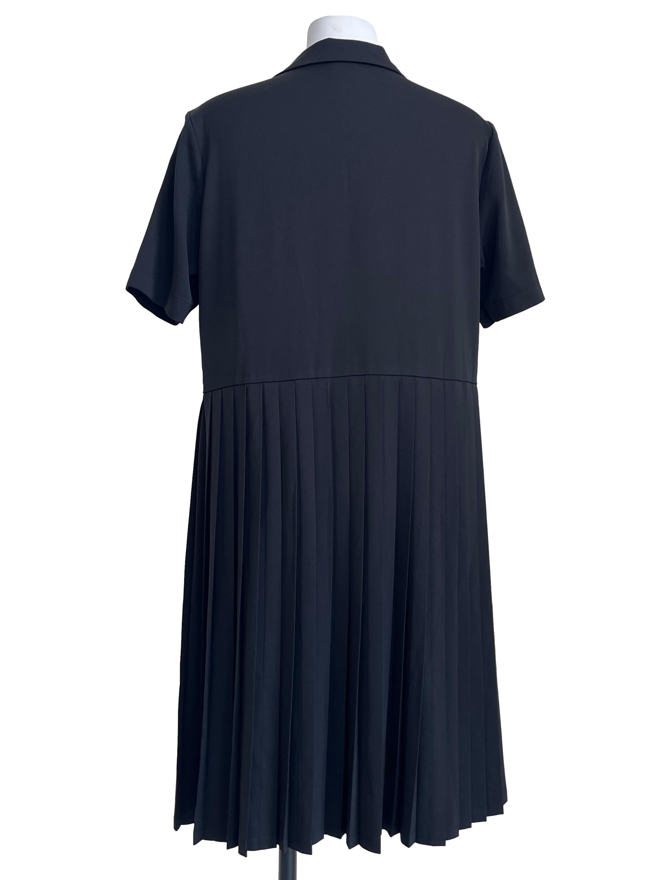 Jade Black V-Neck Pleated Shirt Dress