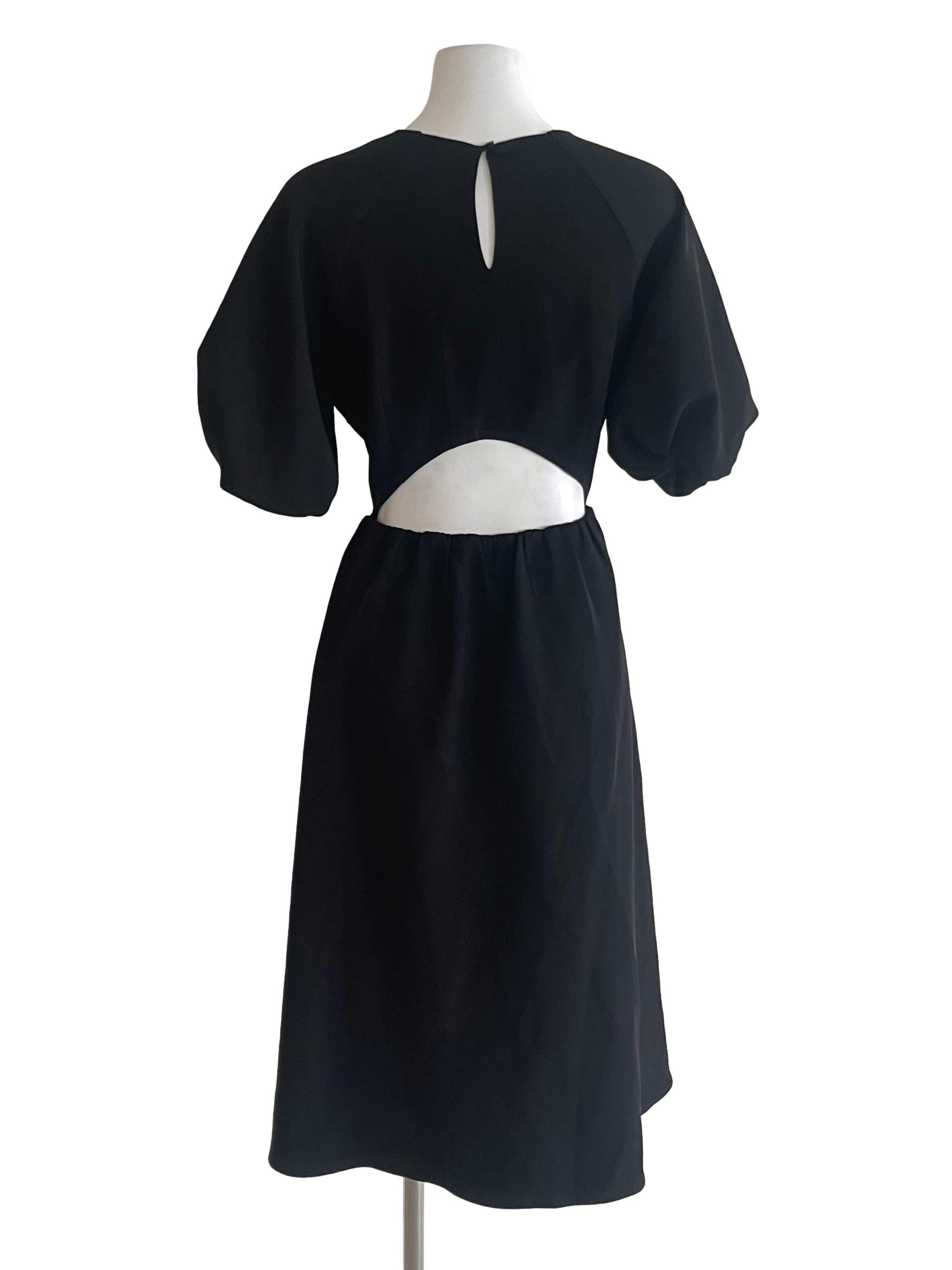 Black Puff Sleeved A-Line Dress LB