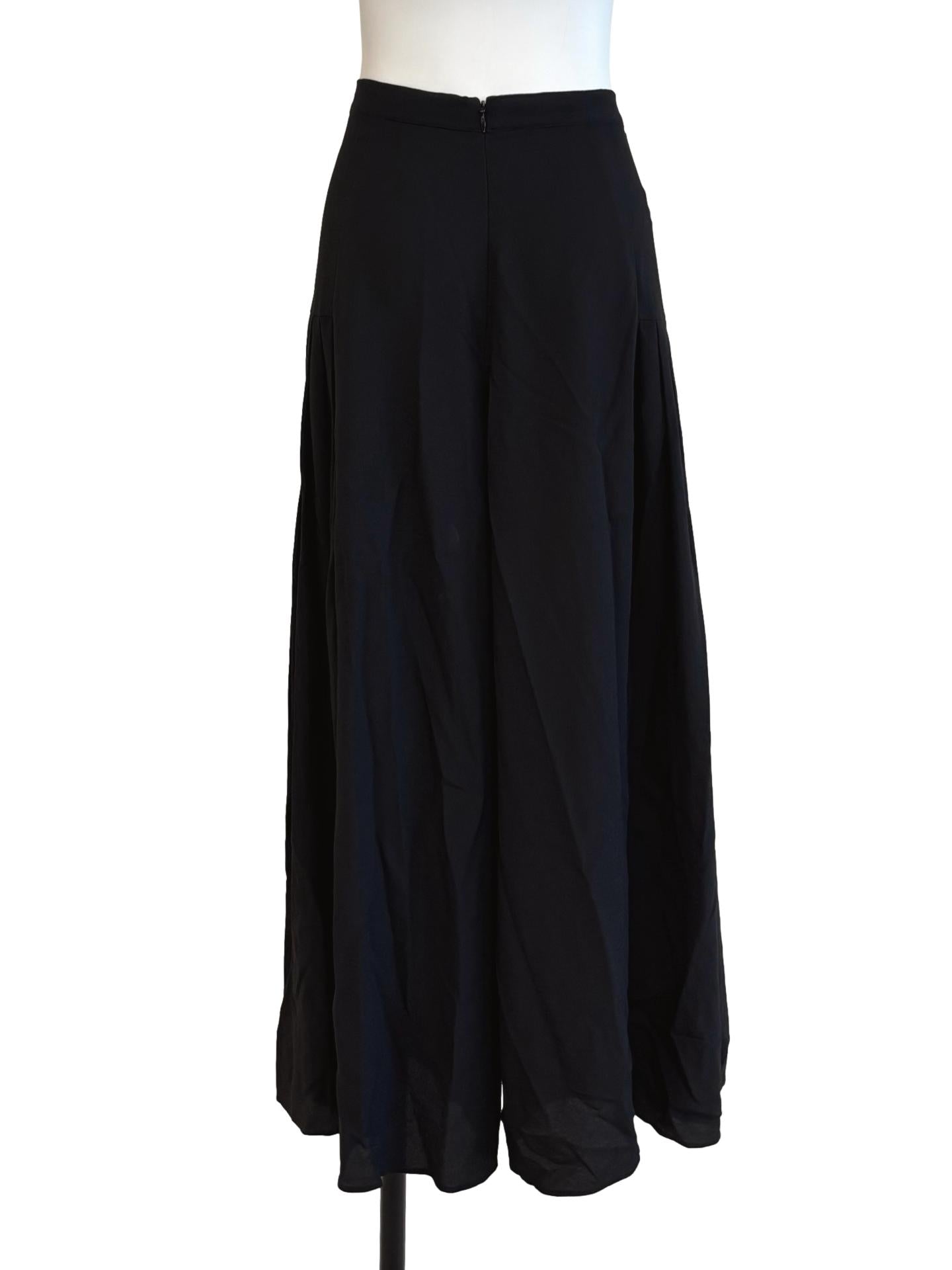 Onyx Black Relaxed Palazzo Pants