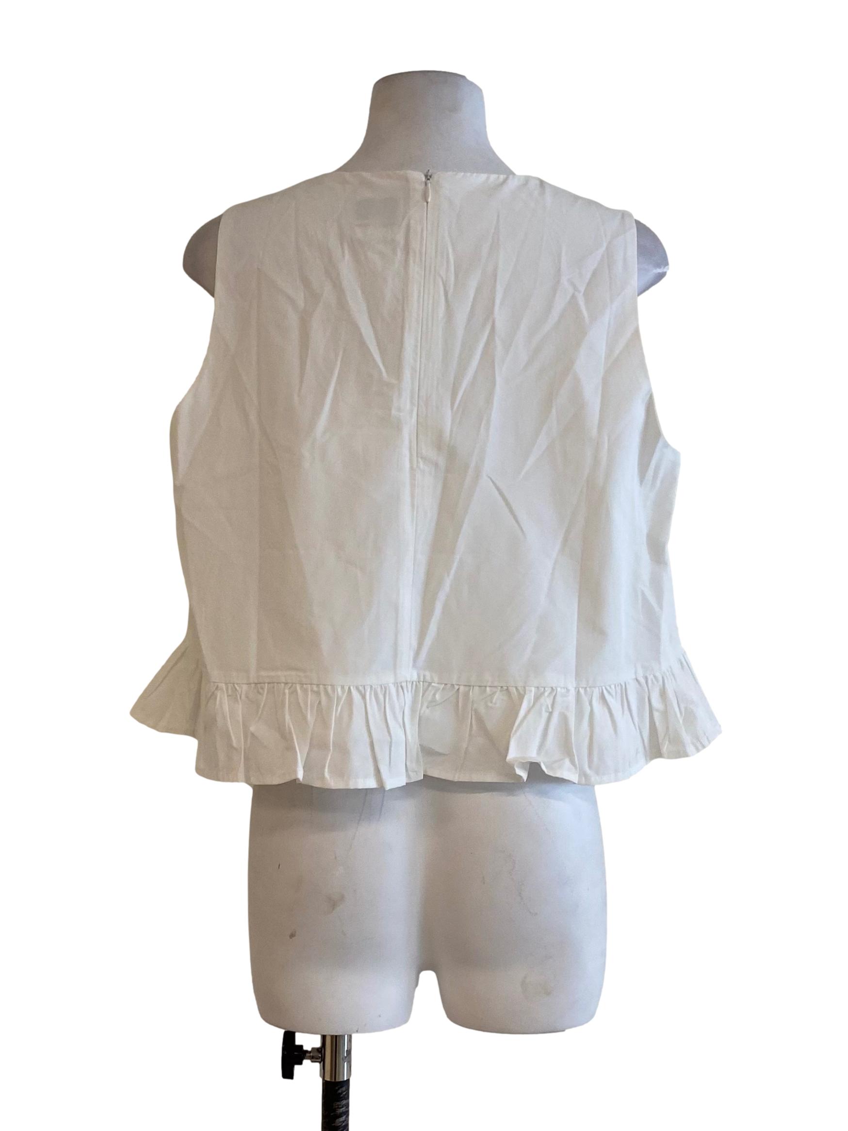 Pearl White Ribbon Ruffle Sleeveless Top