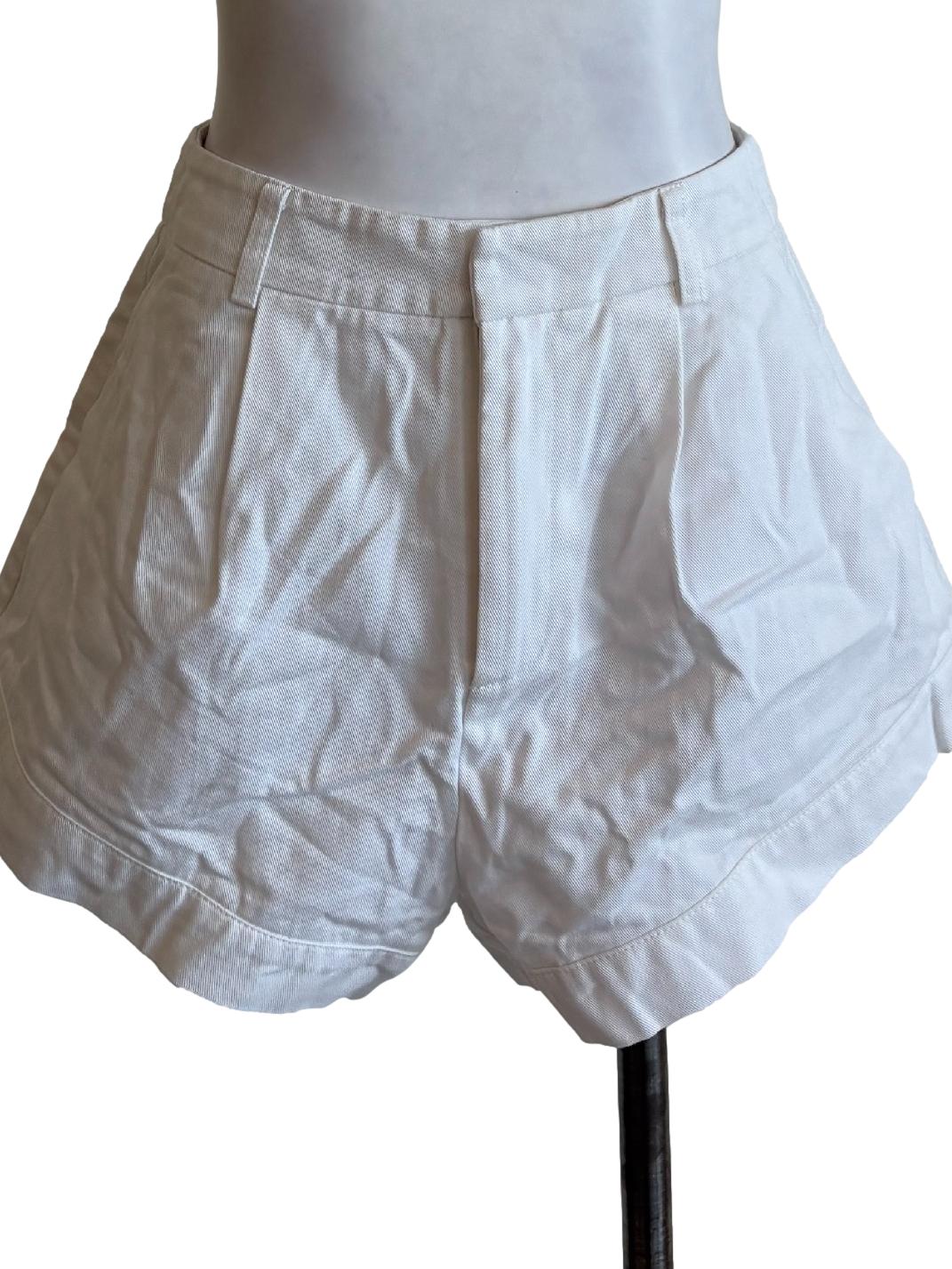 White Cuffed Hem Shorts