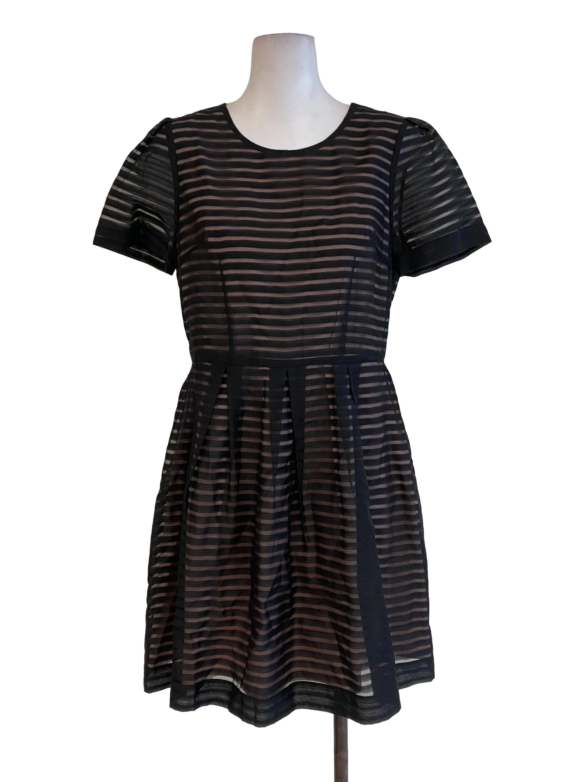 Black Laced Striped Dress
