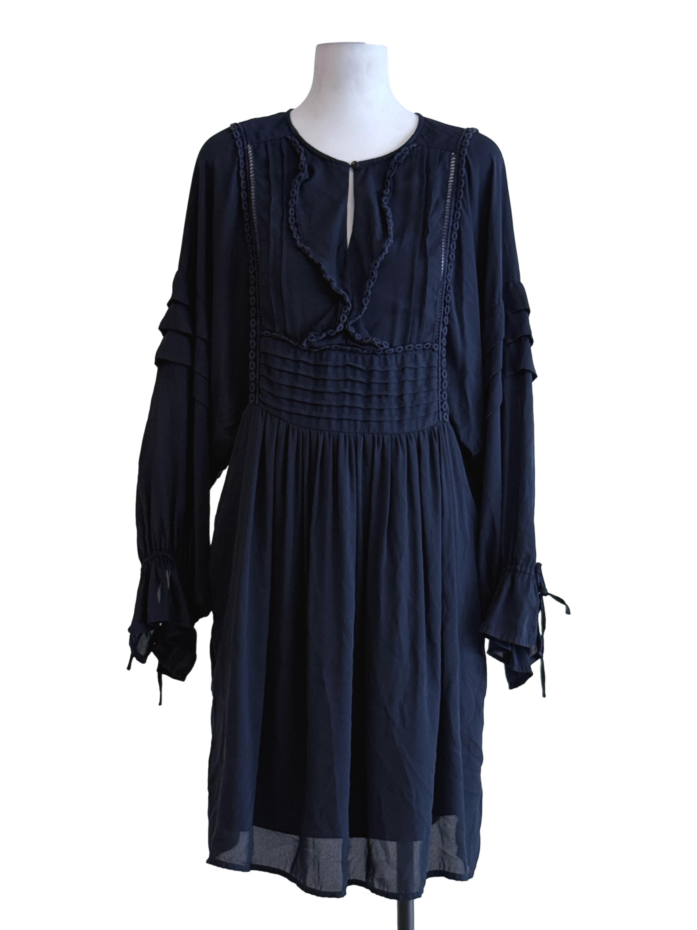 Blue Black Long Sleeve Dress