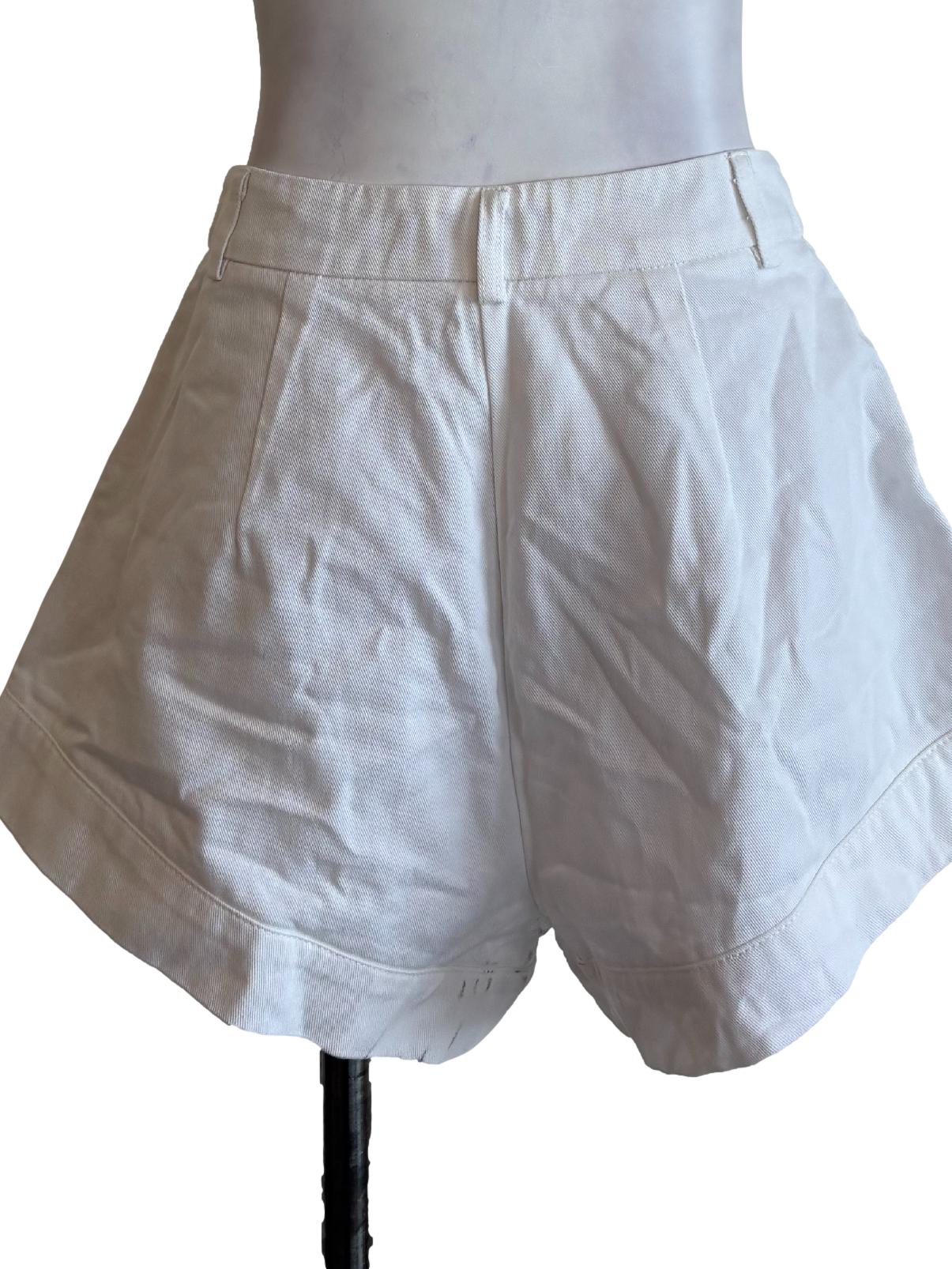 White Cuffed Hem Shorts