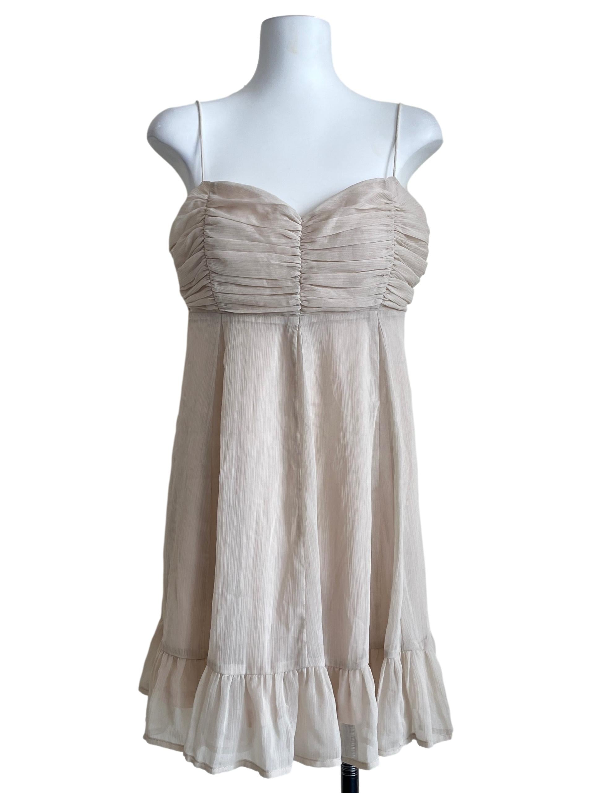 Champagne Brown Spaghetti A-Line Dress