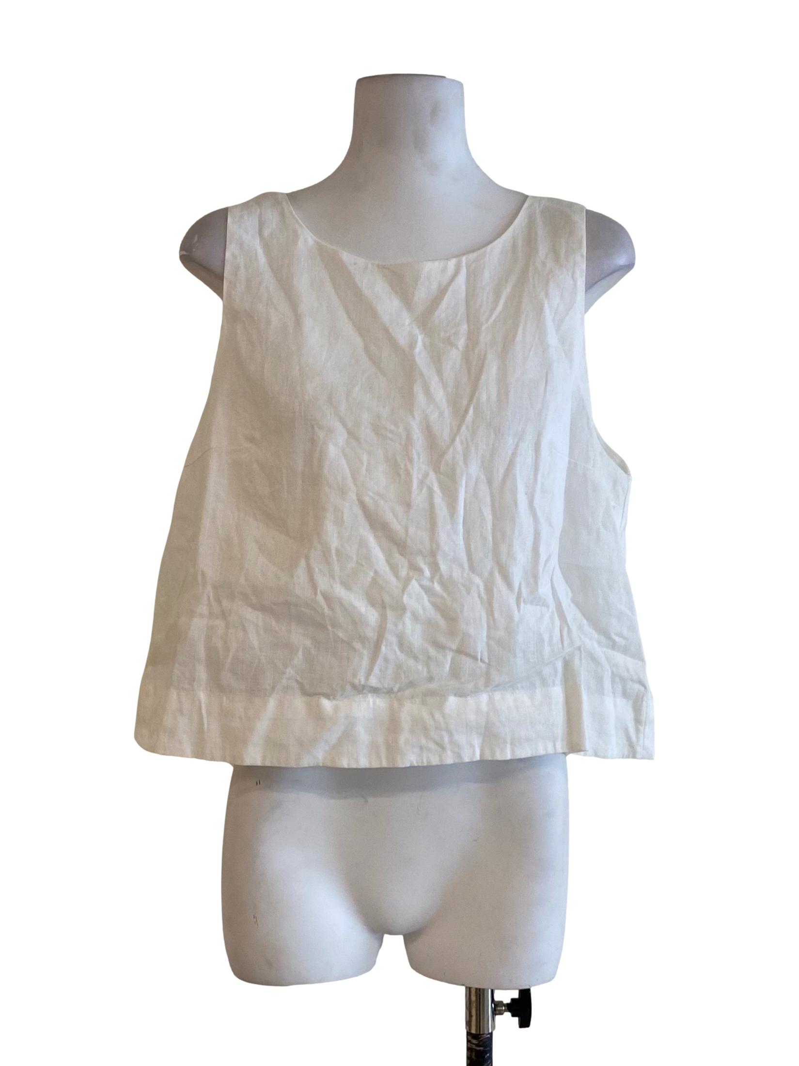 Daisy White Sleeveless Jewel Top