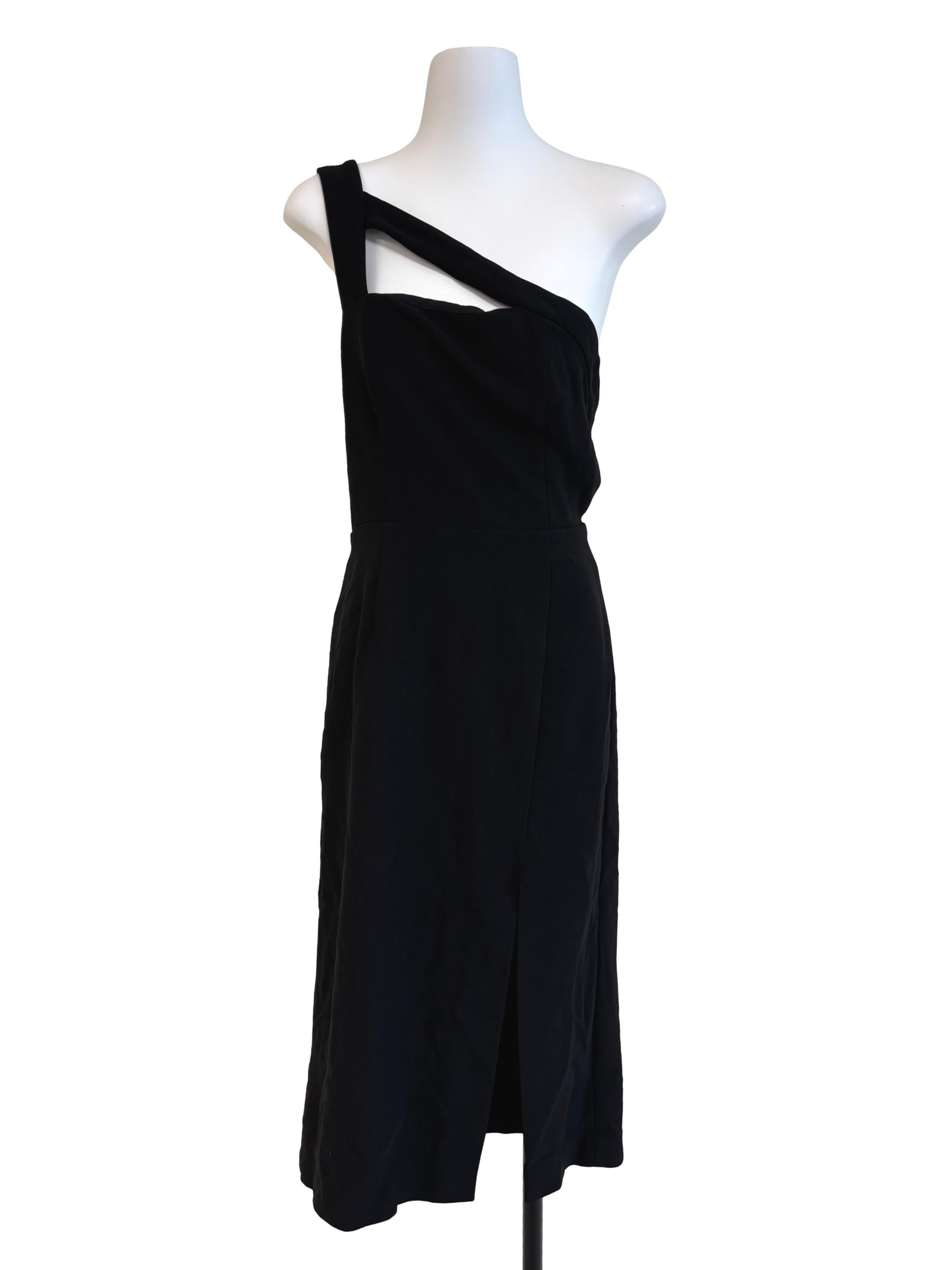 Rich Black T-Shoulder Sheath Dress