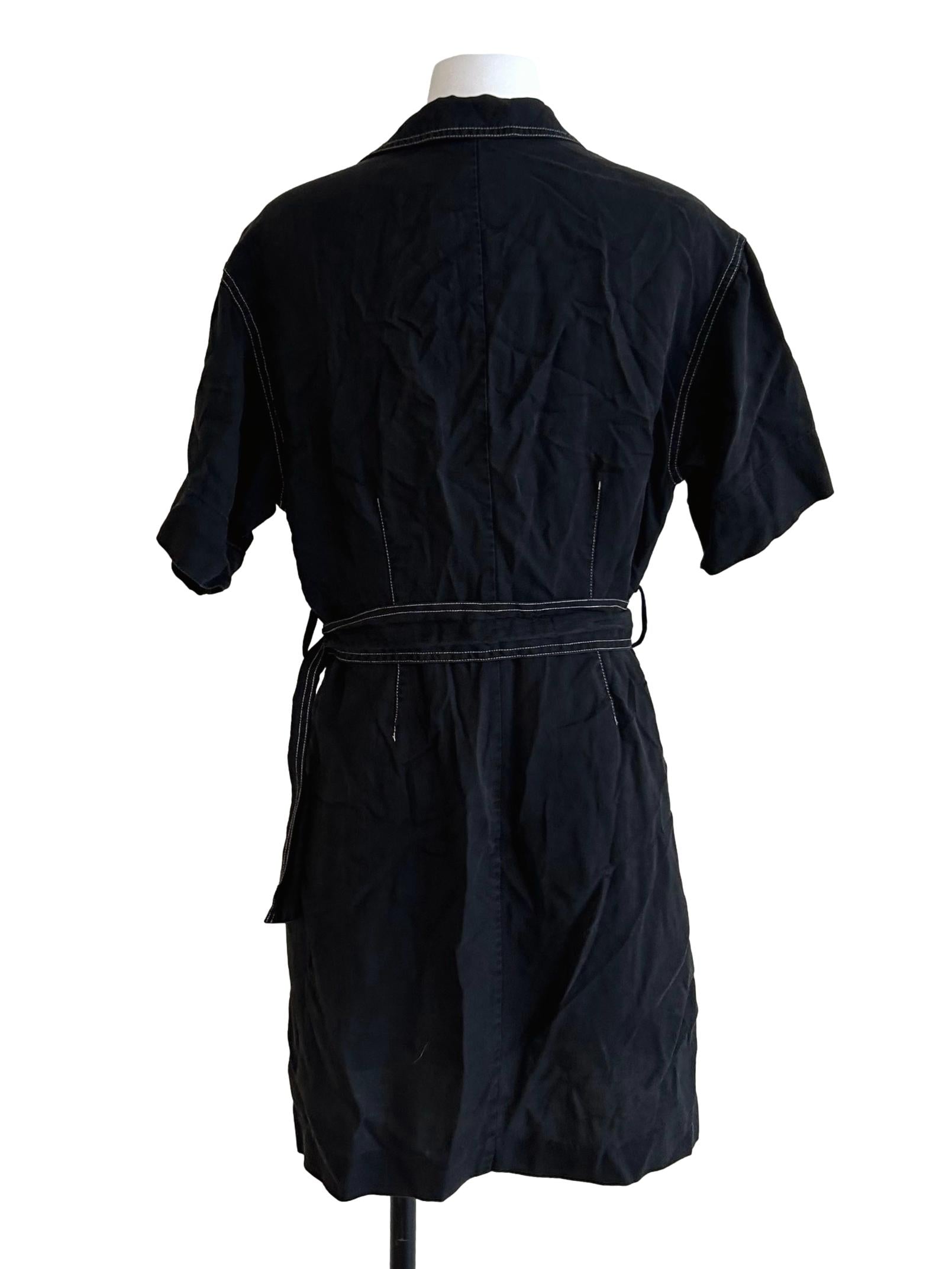 Washed Black Button Dress