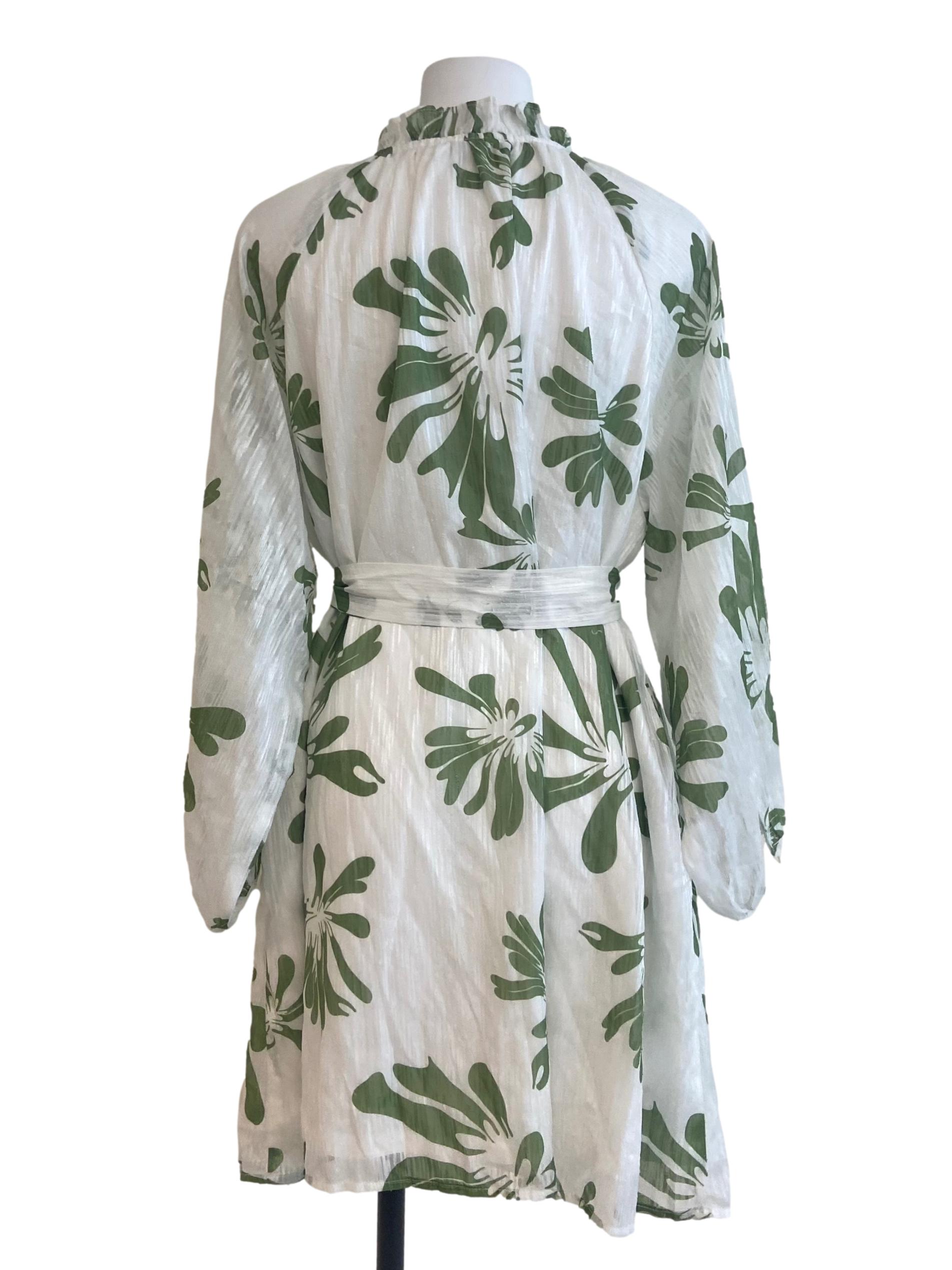 White & Green Floral Dress