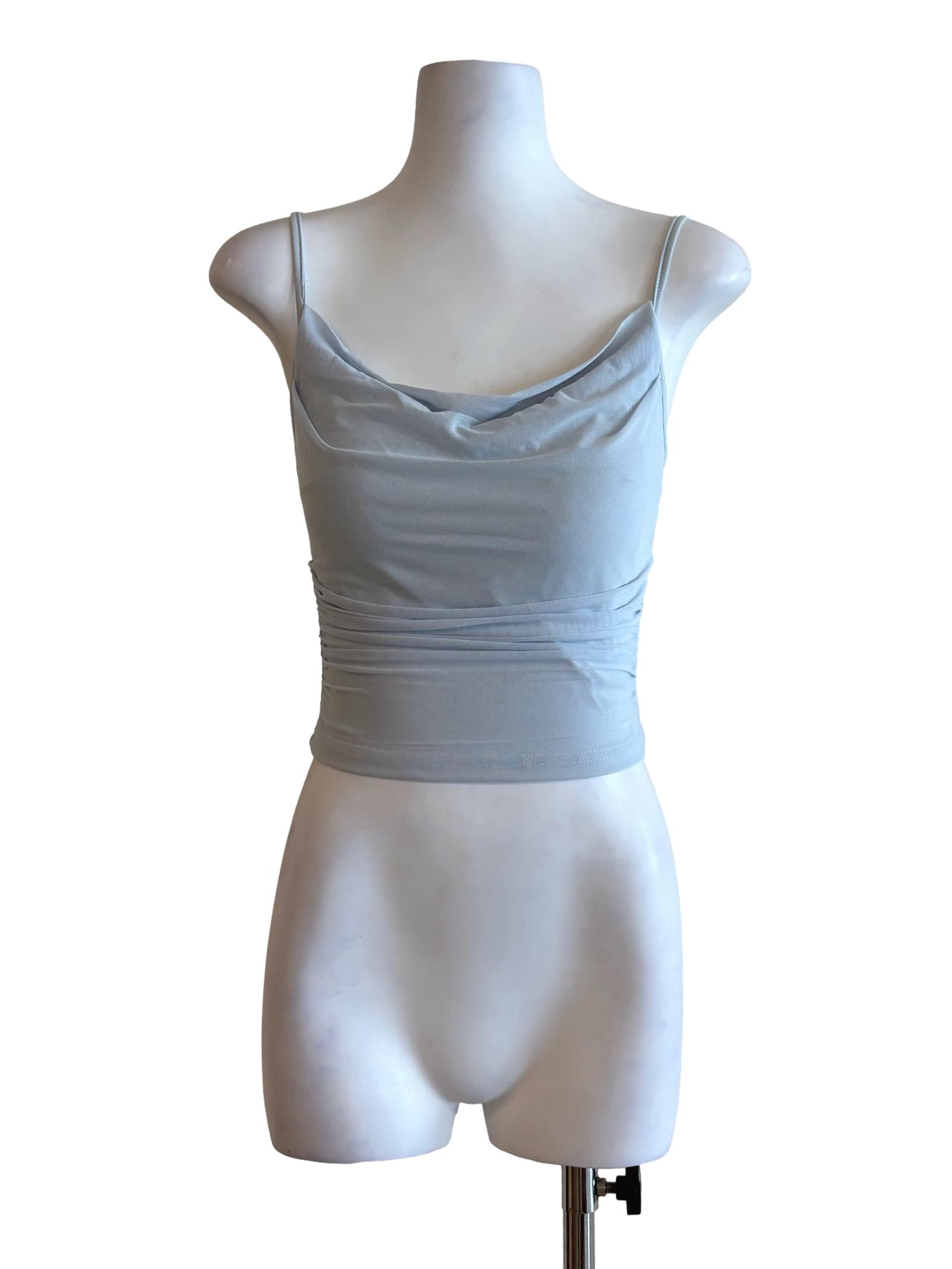 Baby Blue Cowl Fitted Tank Top
