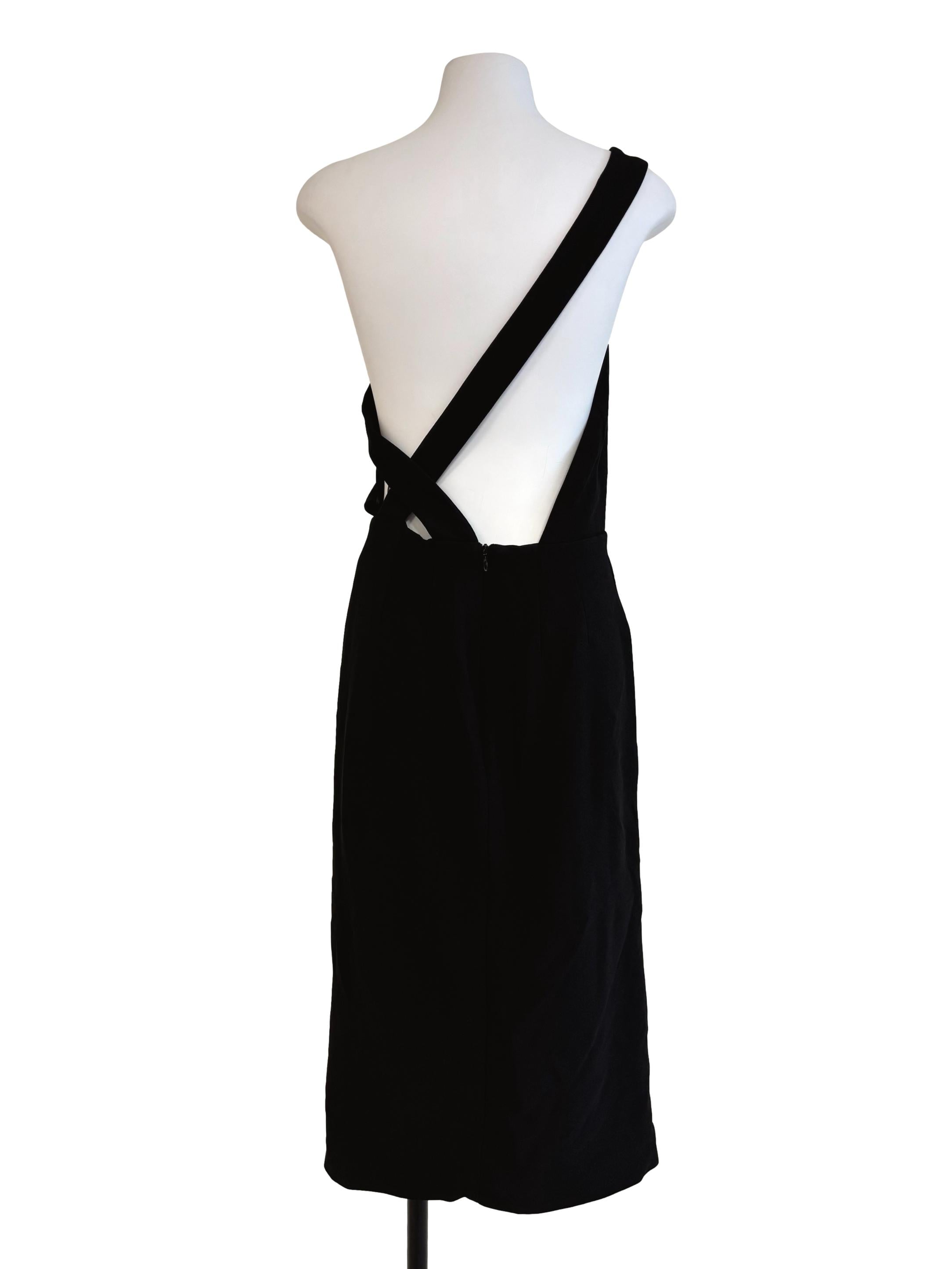 Rich Black T-Shoulder Sheath Dress