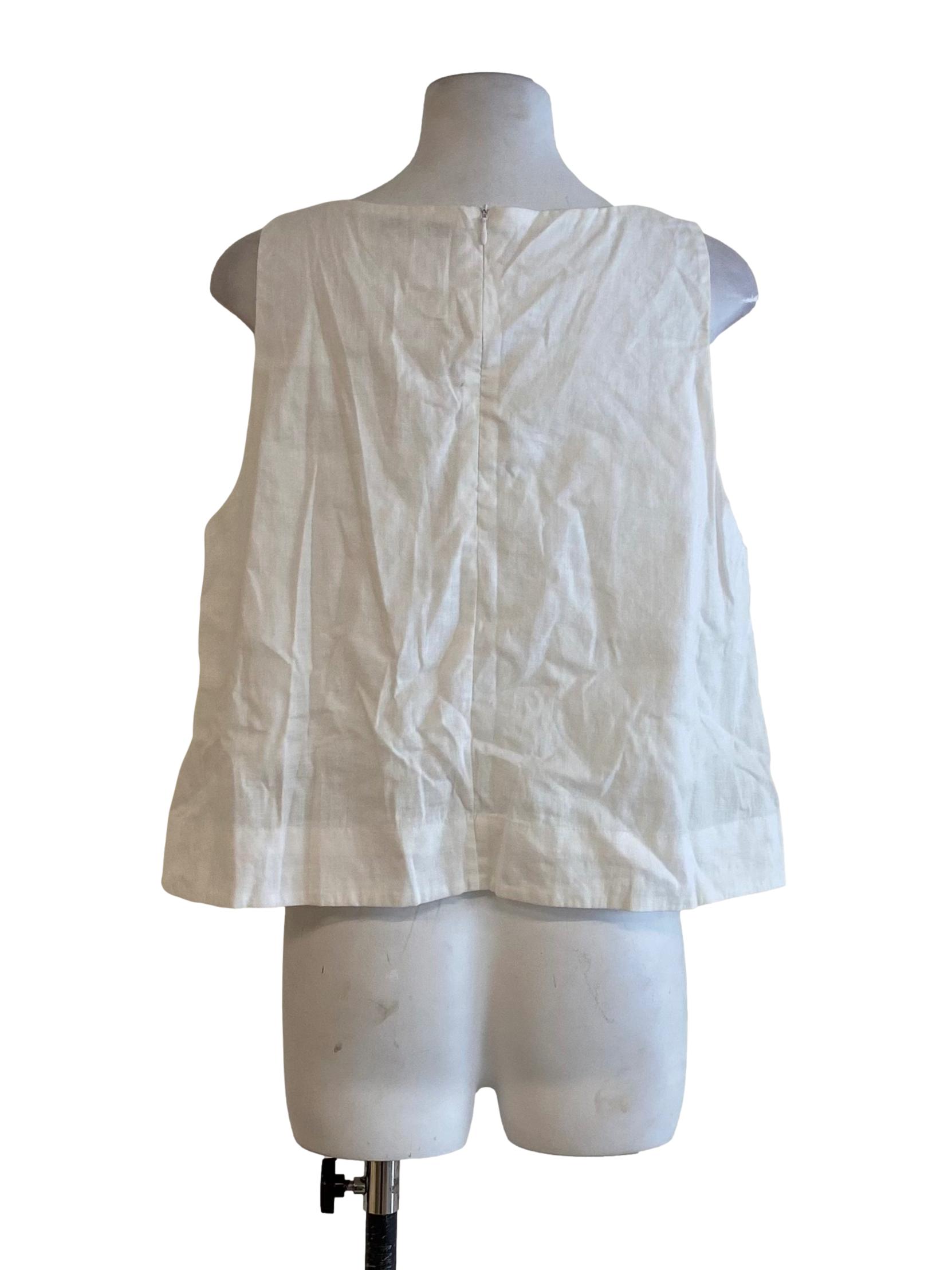Daisy White Sleeveless Jewel Top