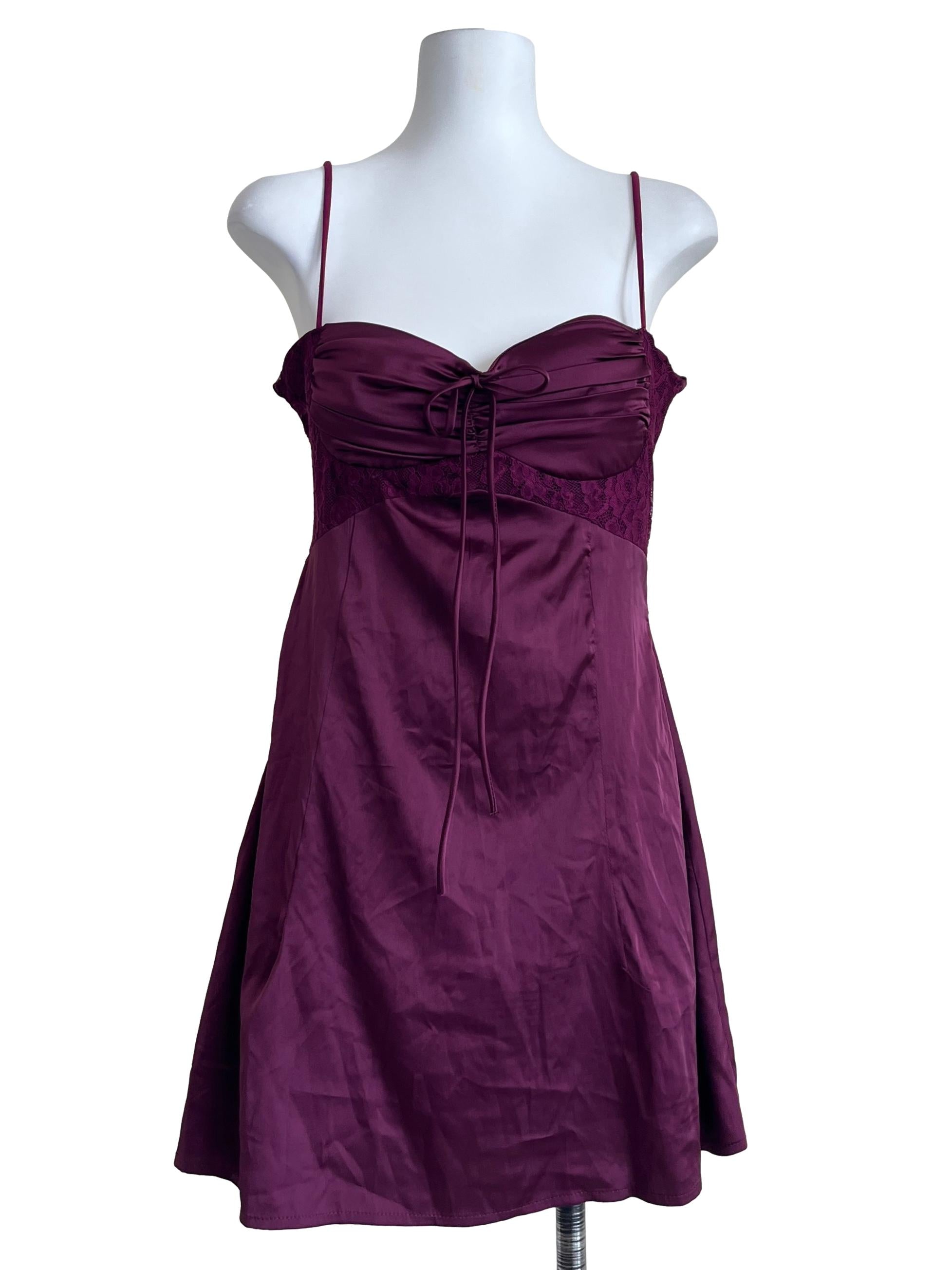 Plum Purple Spaghetti Strap A-Line Dress