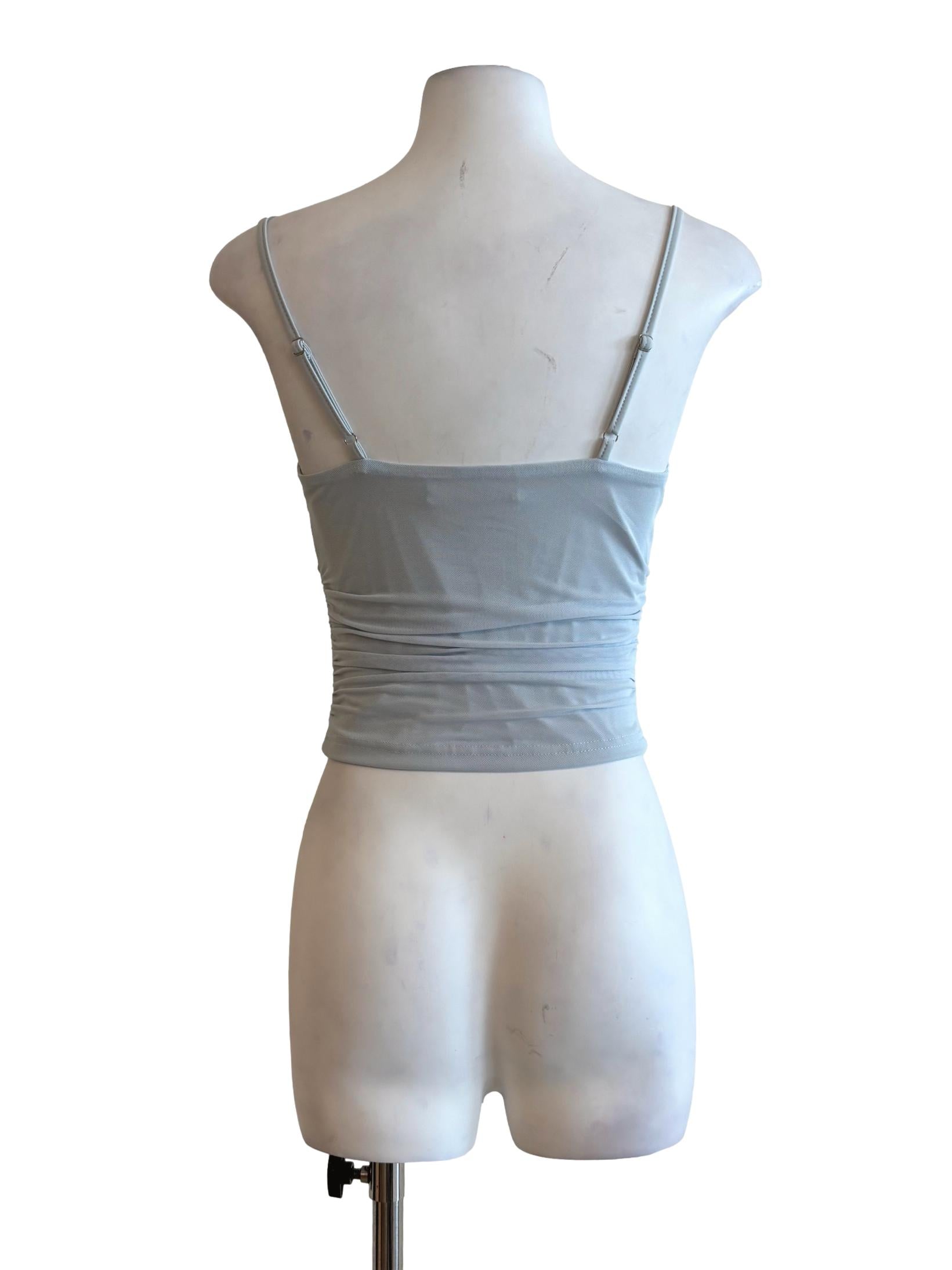 Baby Blue Cowl Fitted Tank Top