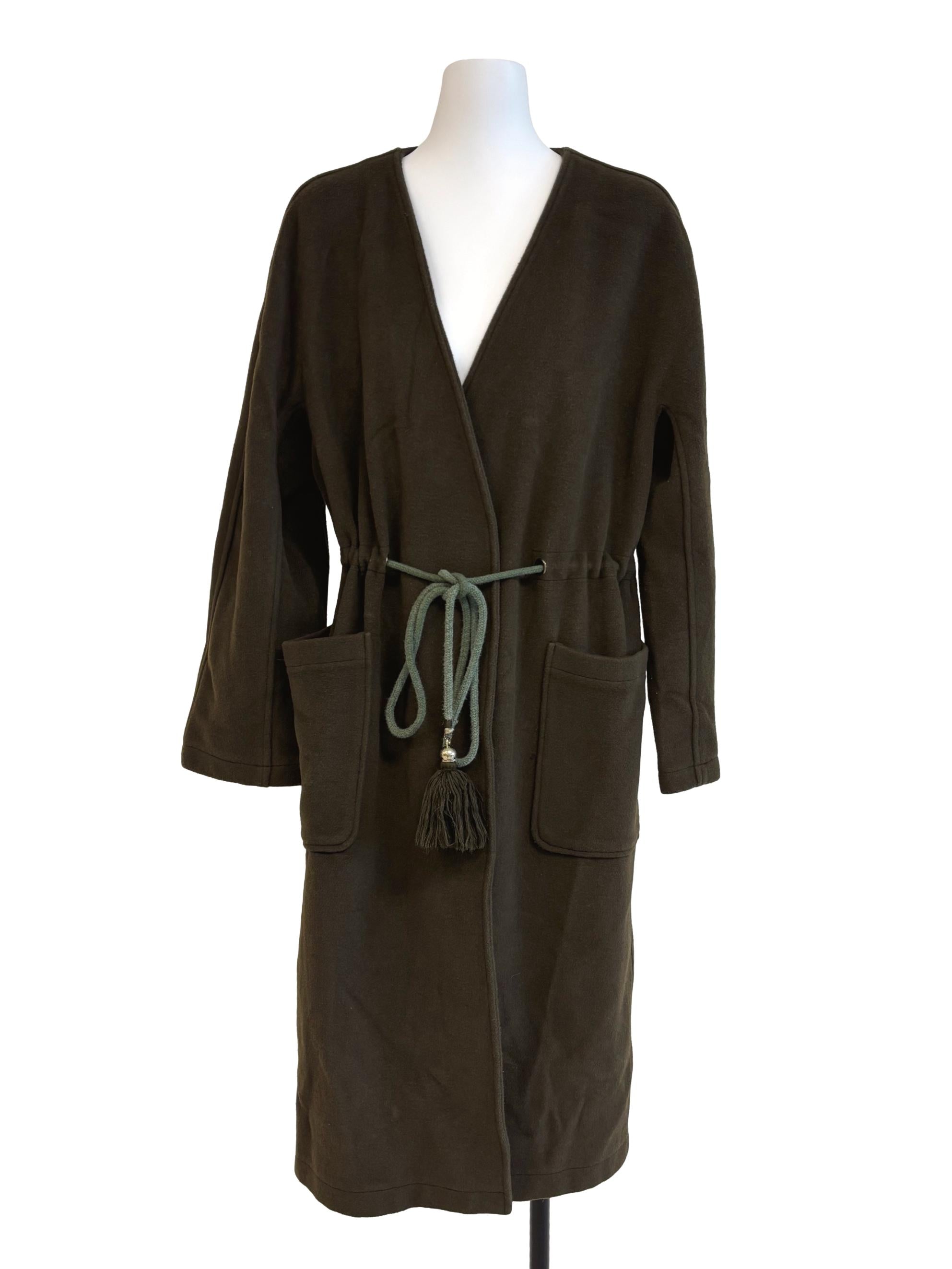Olive Green Long Wool Jacket