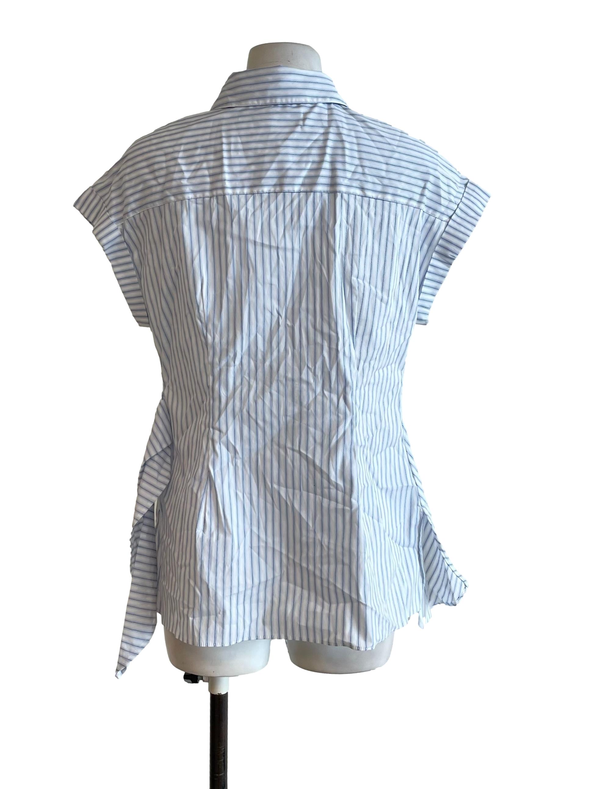 White Stripe Irregular Hem Shirt
