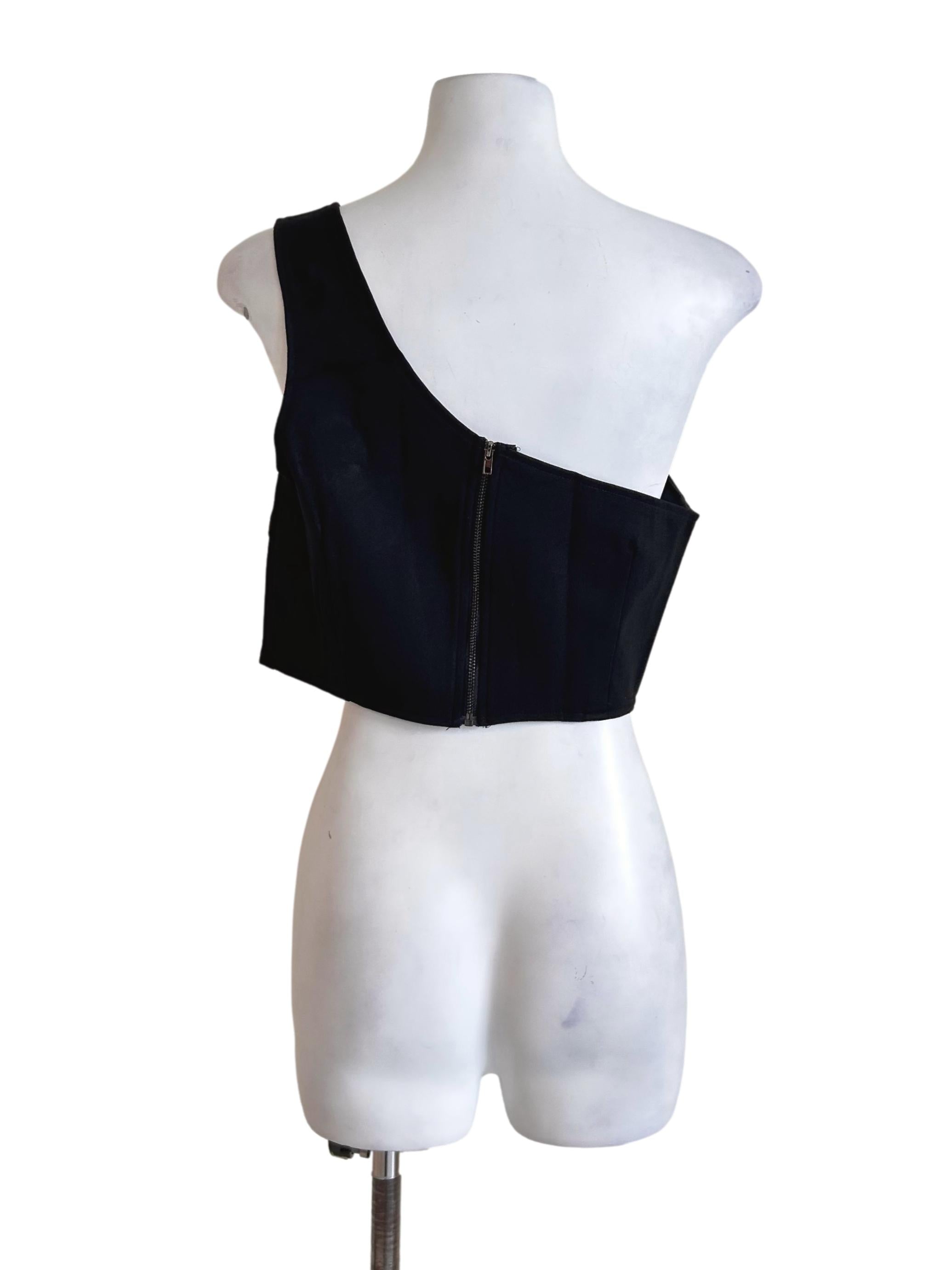 Black Ring One-Shoulder Crop Top TTR