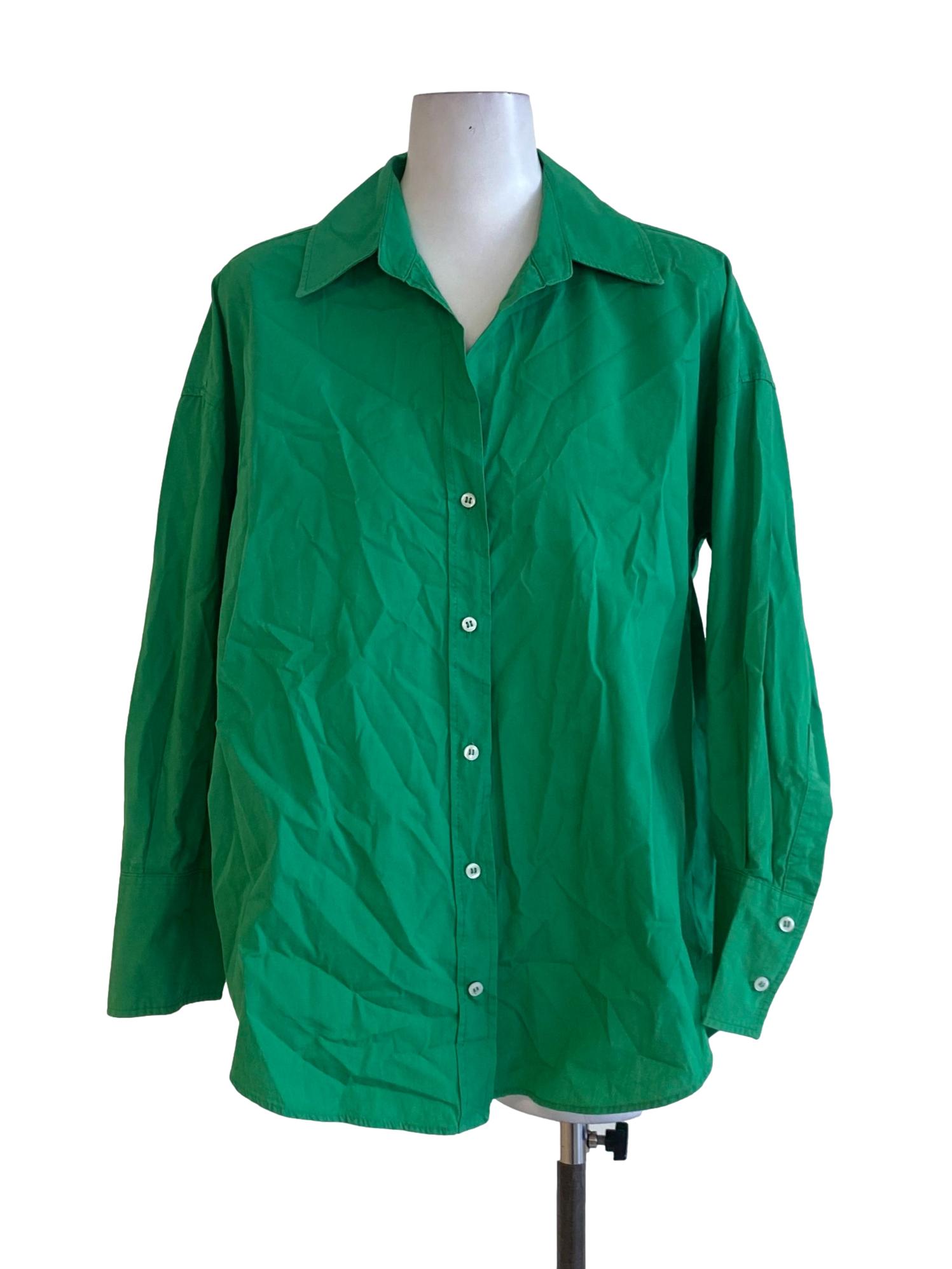 Kelly Green Buttoned Down Long Sleeve Shirt Blouse