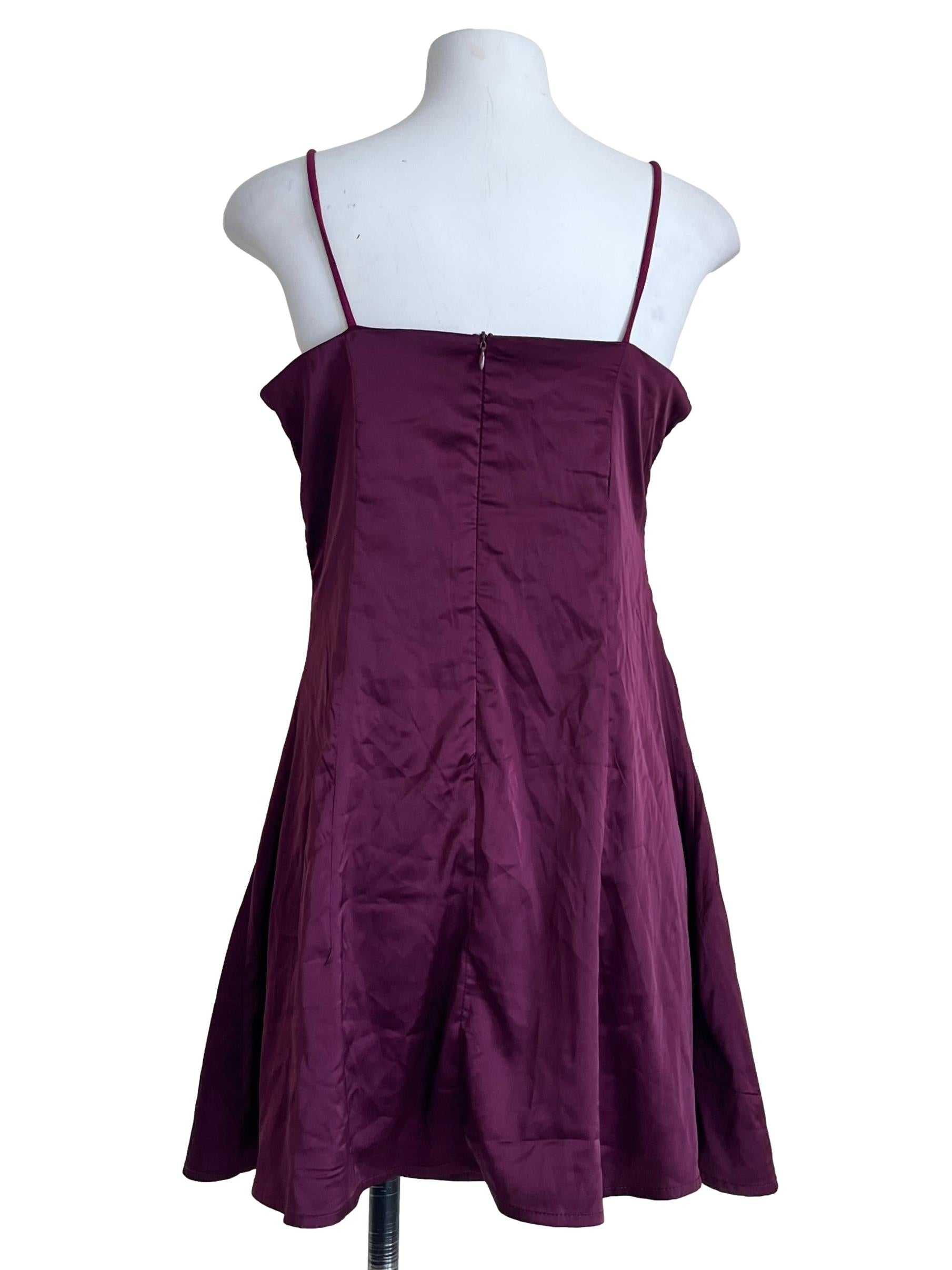 Plum Purple Spaghetti Strap A-Line Dress