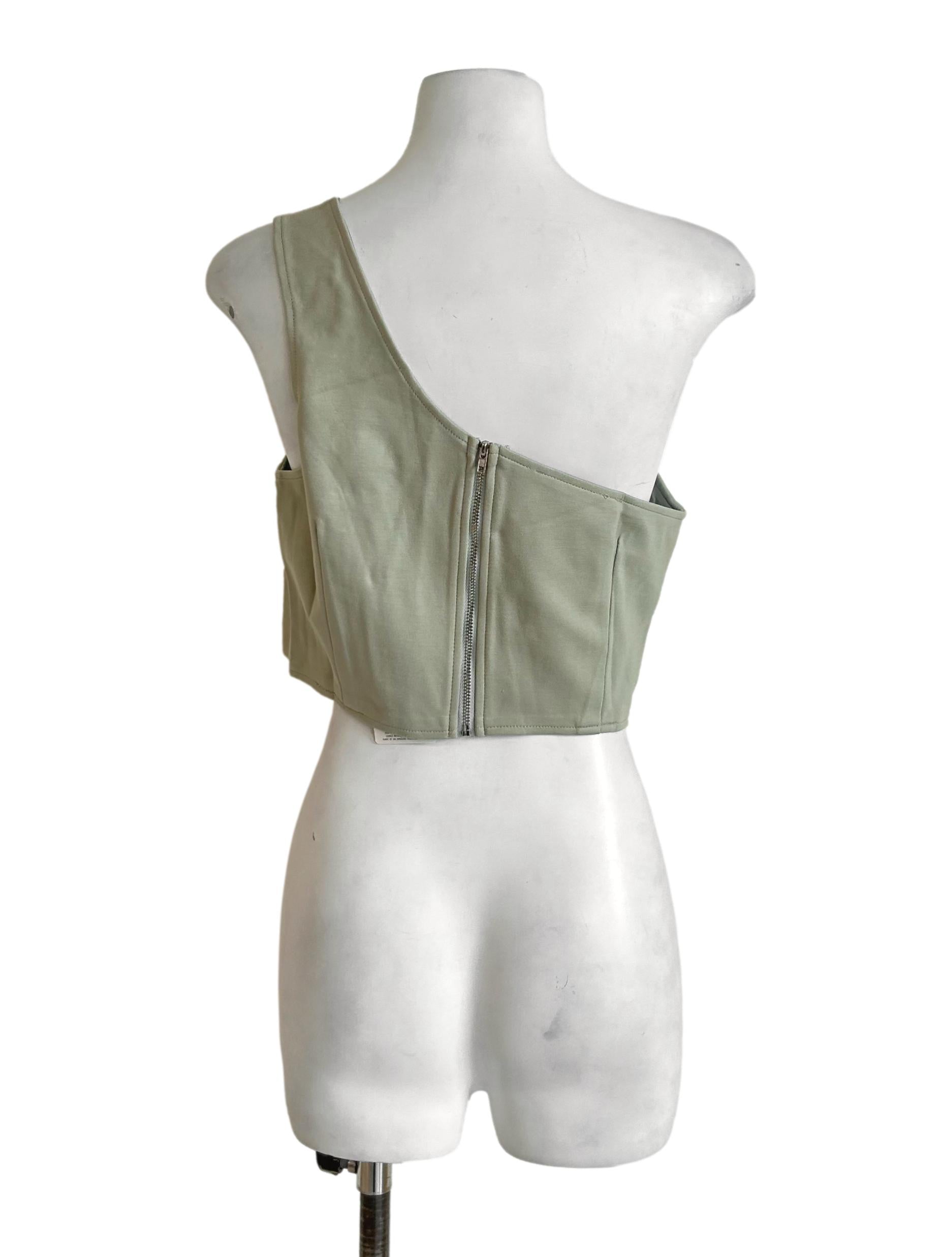 Sage Green Ring One-Shoulder Top TTR