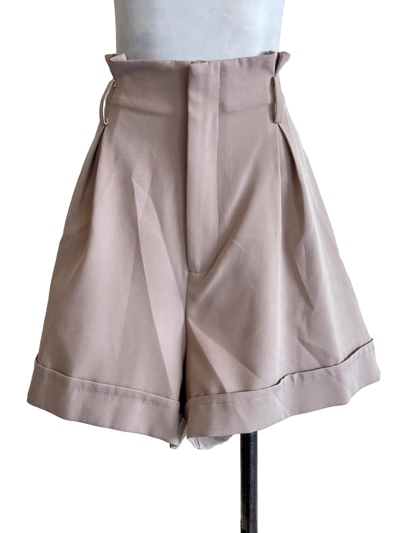 Nude Brown Pleated Shorts