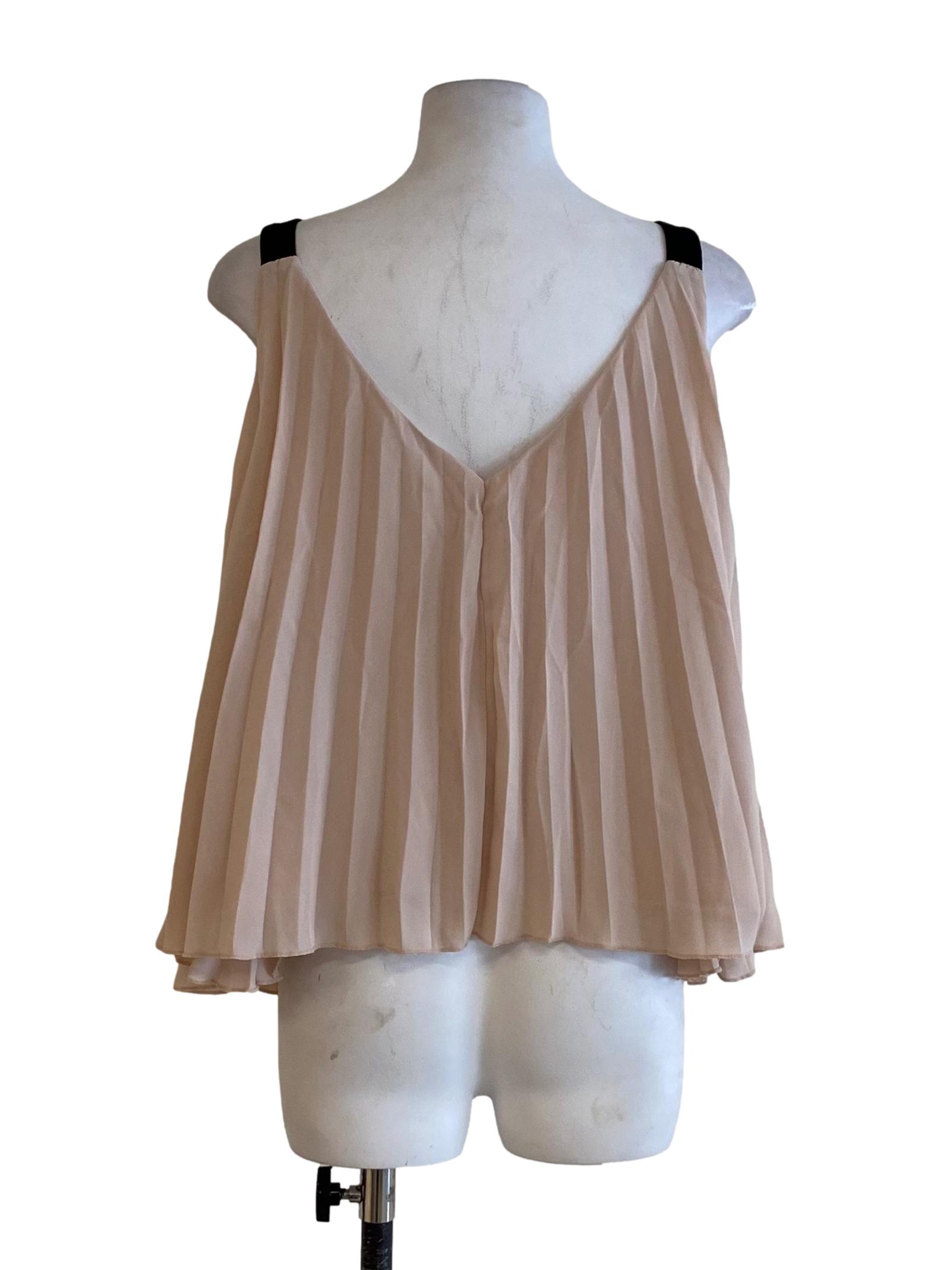 Soft Peach Pink Black Strap V-Neck Top