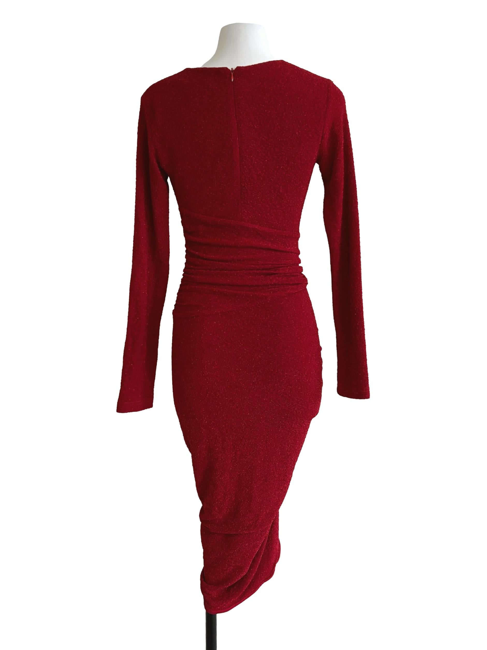Bright Red Ruched Bodycon Dress