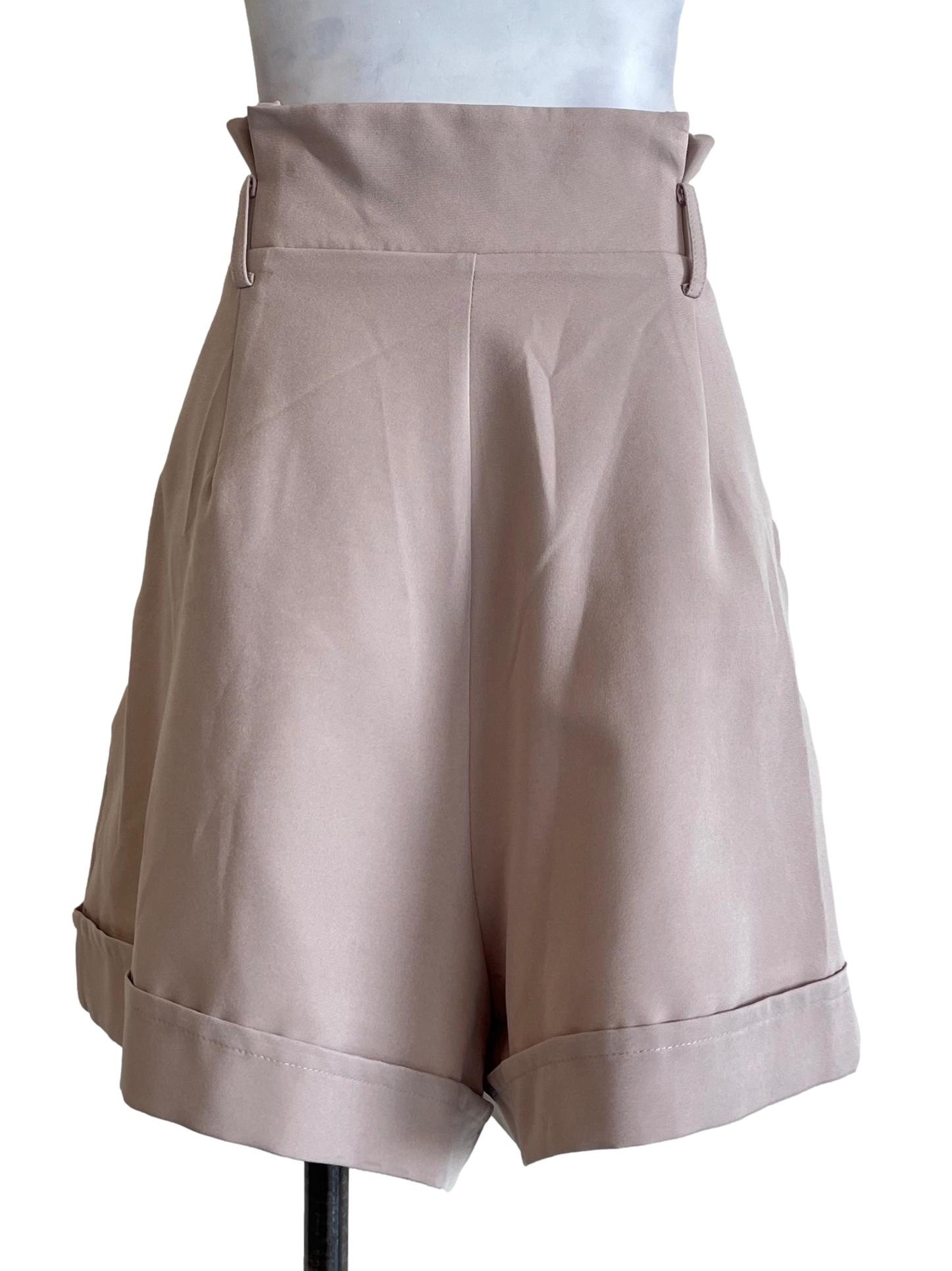 Nude Brown Pleated Shorts