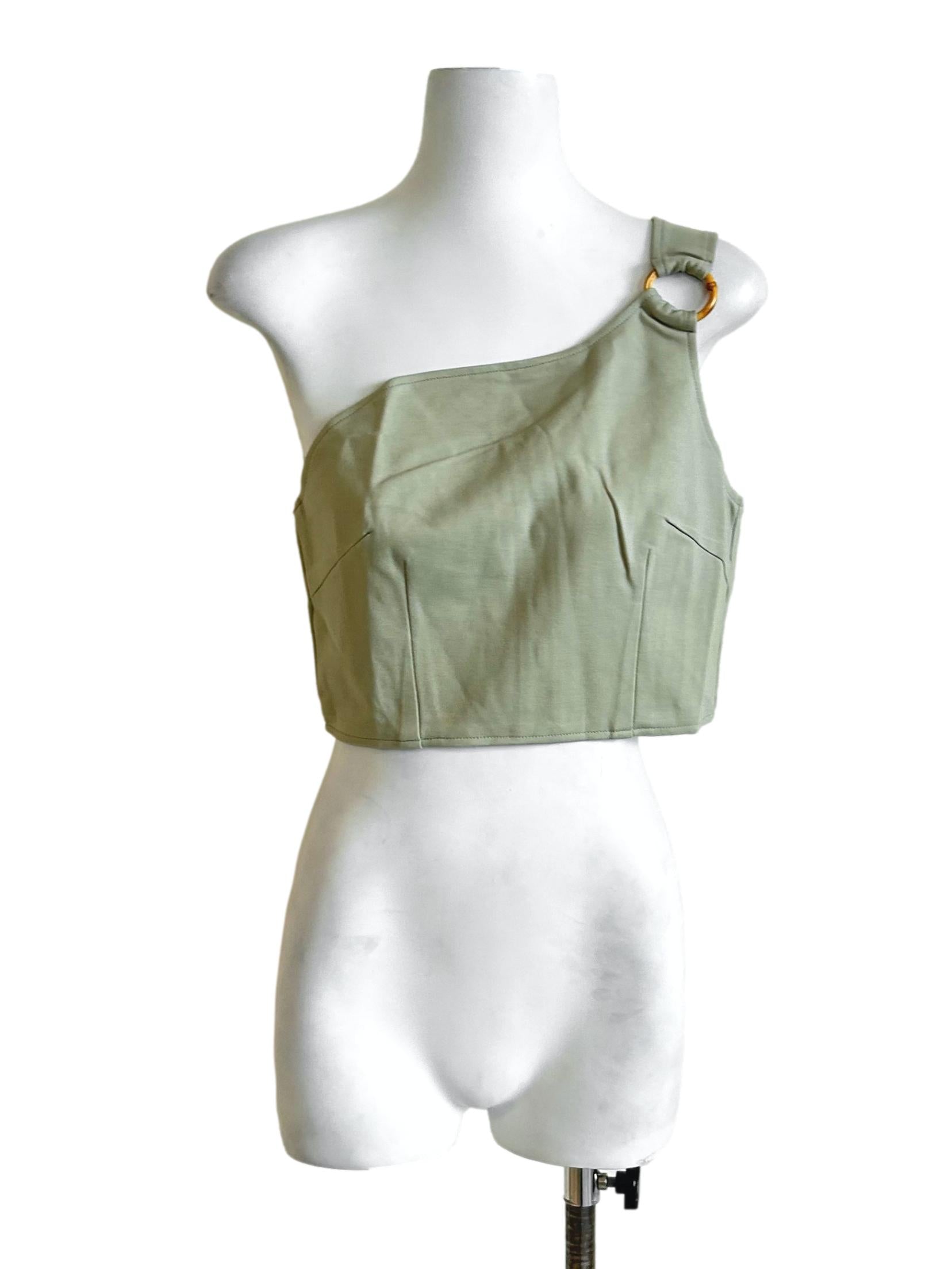 Sage Green Ring One-Shoulder Top TTR