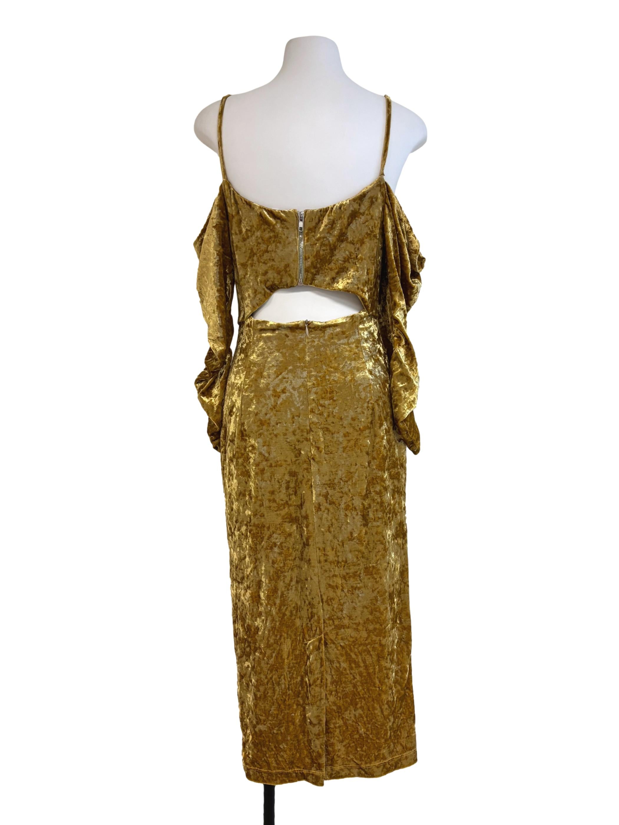 Gold Off Shoulder Velvet Dress