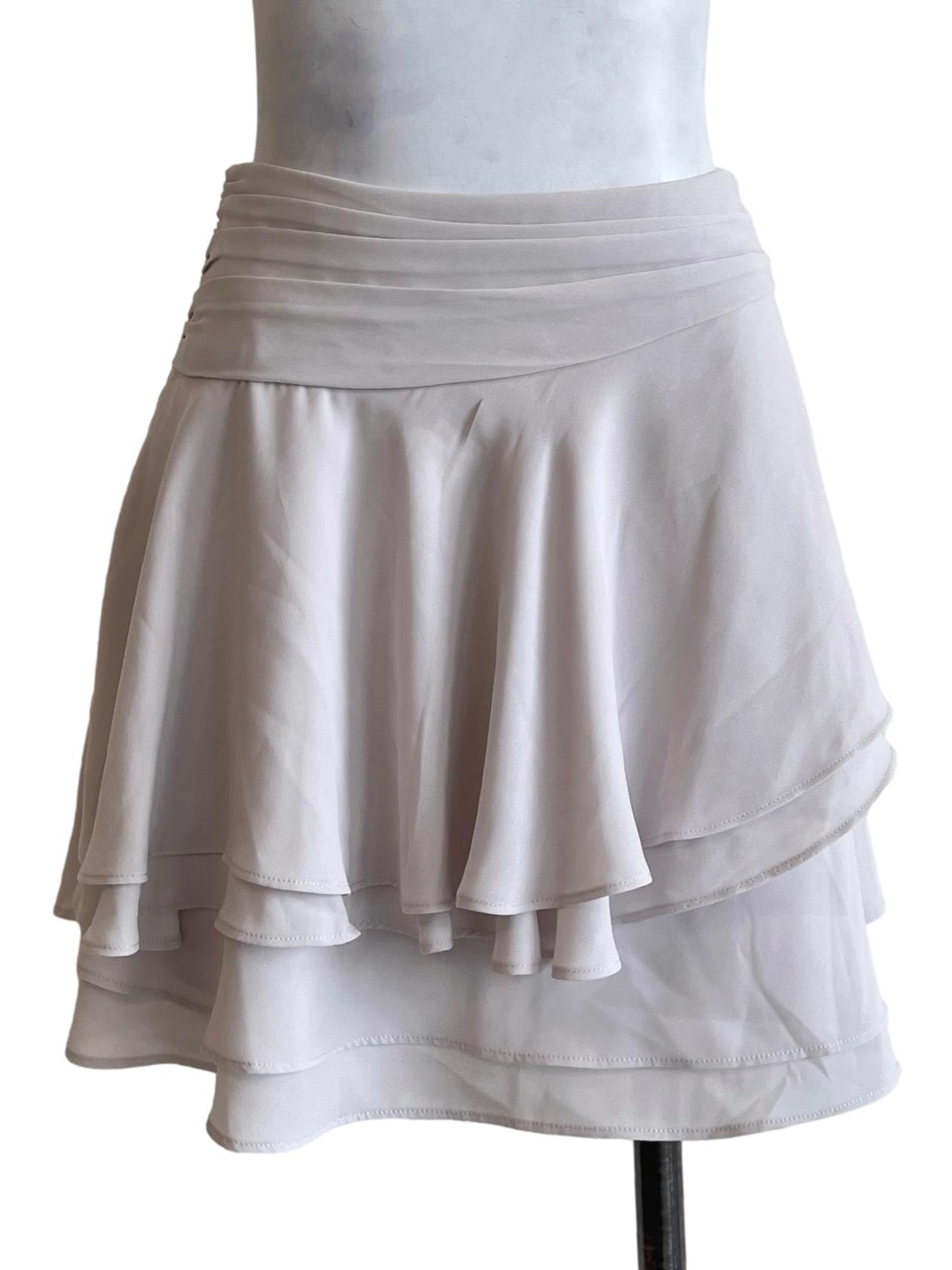 Peach Beige Ruffle Layered Mini Skirt