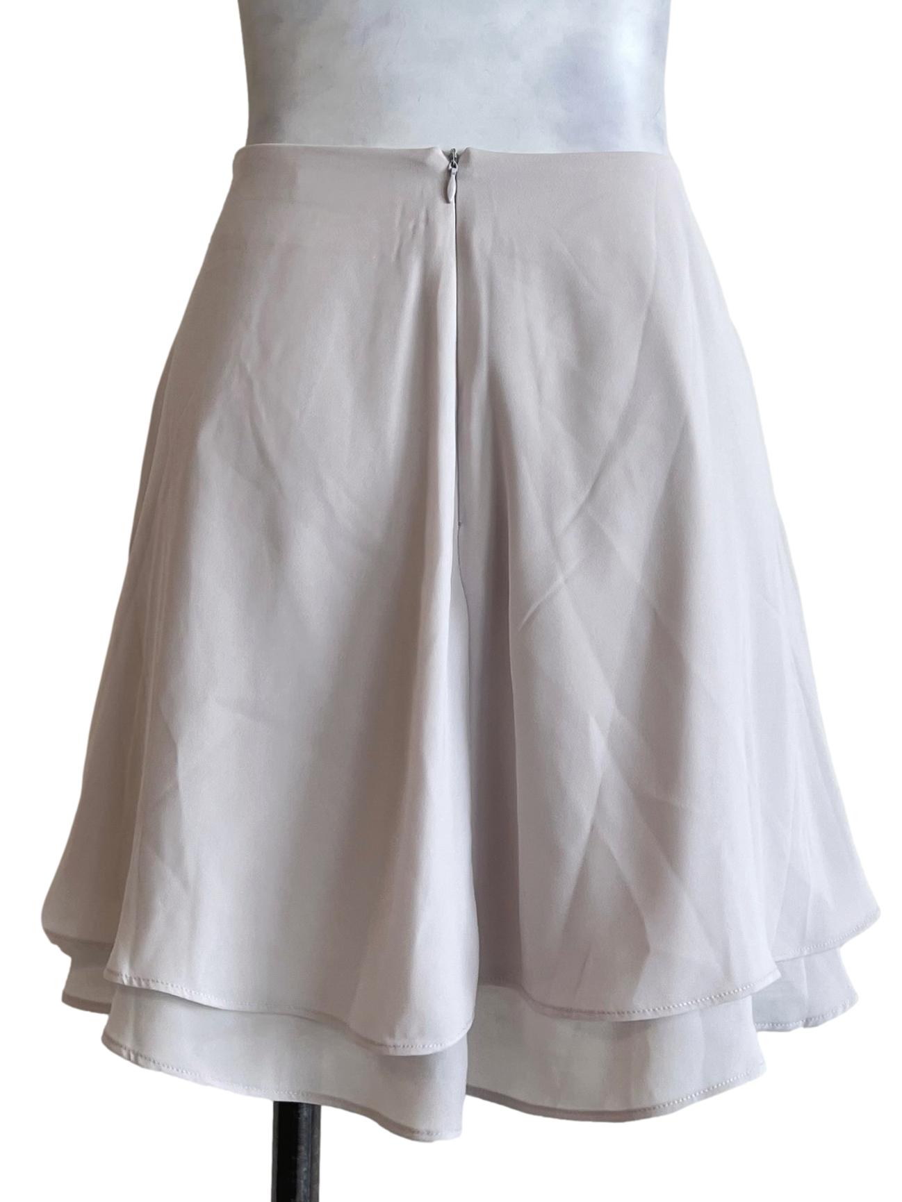 Peach Beige Ruffle Layered Mini Skirt