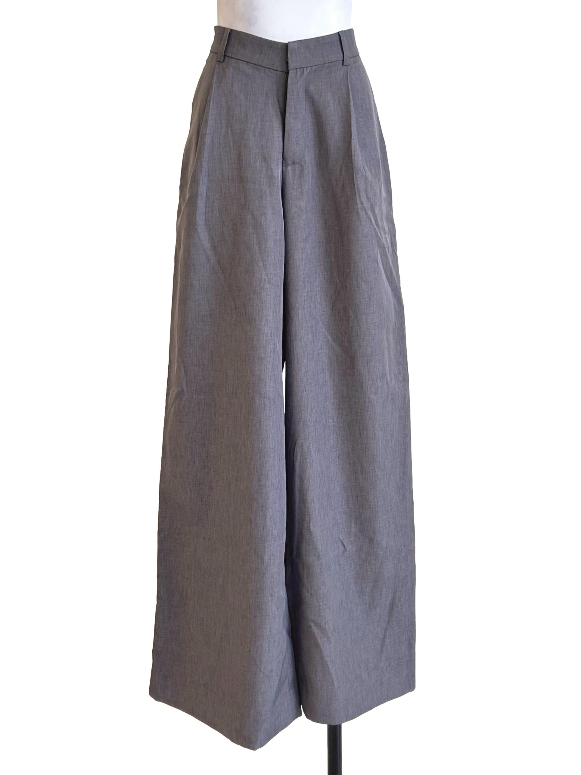 Charcoal Grey Wide Leg High Waist Trousers