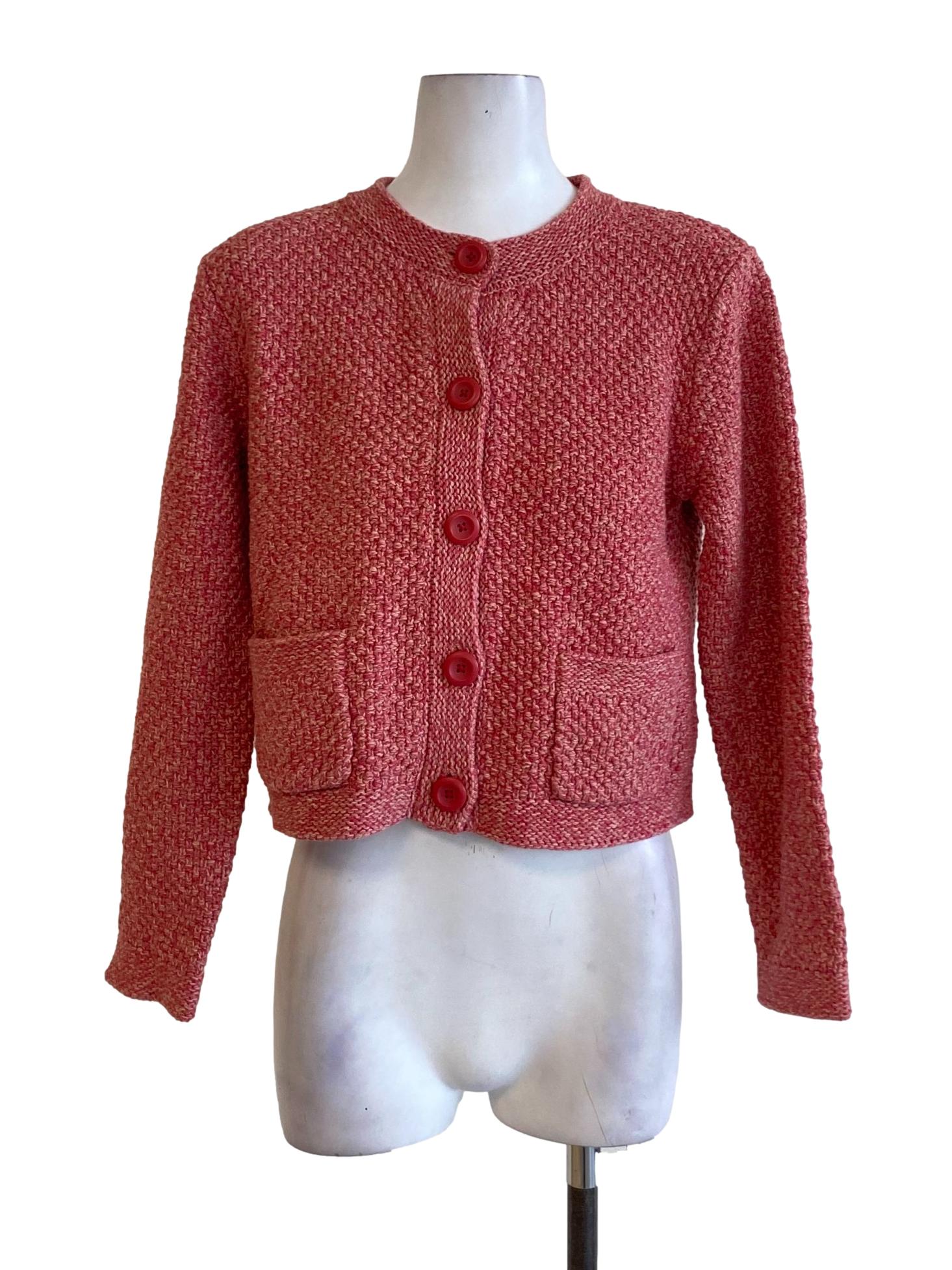 Rosewood Pink Buttoned Down Knitted Tweed Jacket