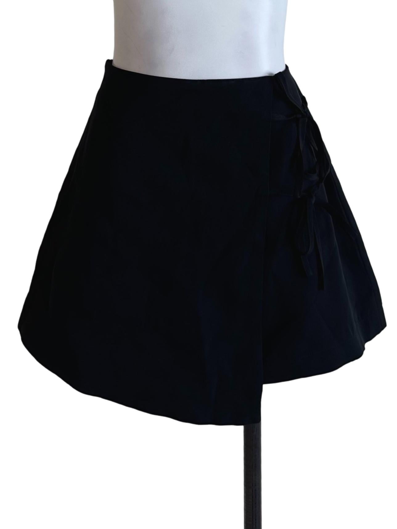 Raven Black Front Tie Wrap Skorts