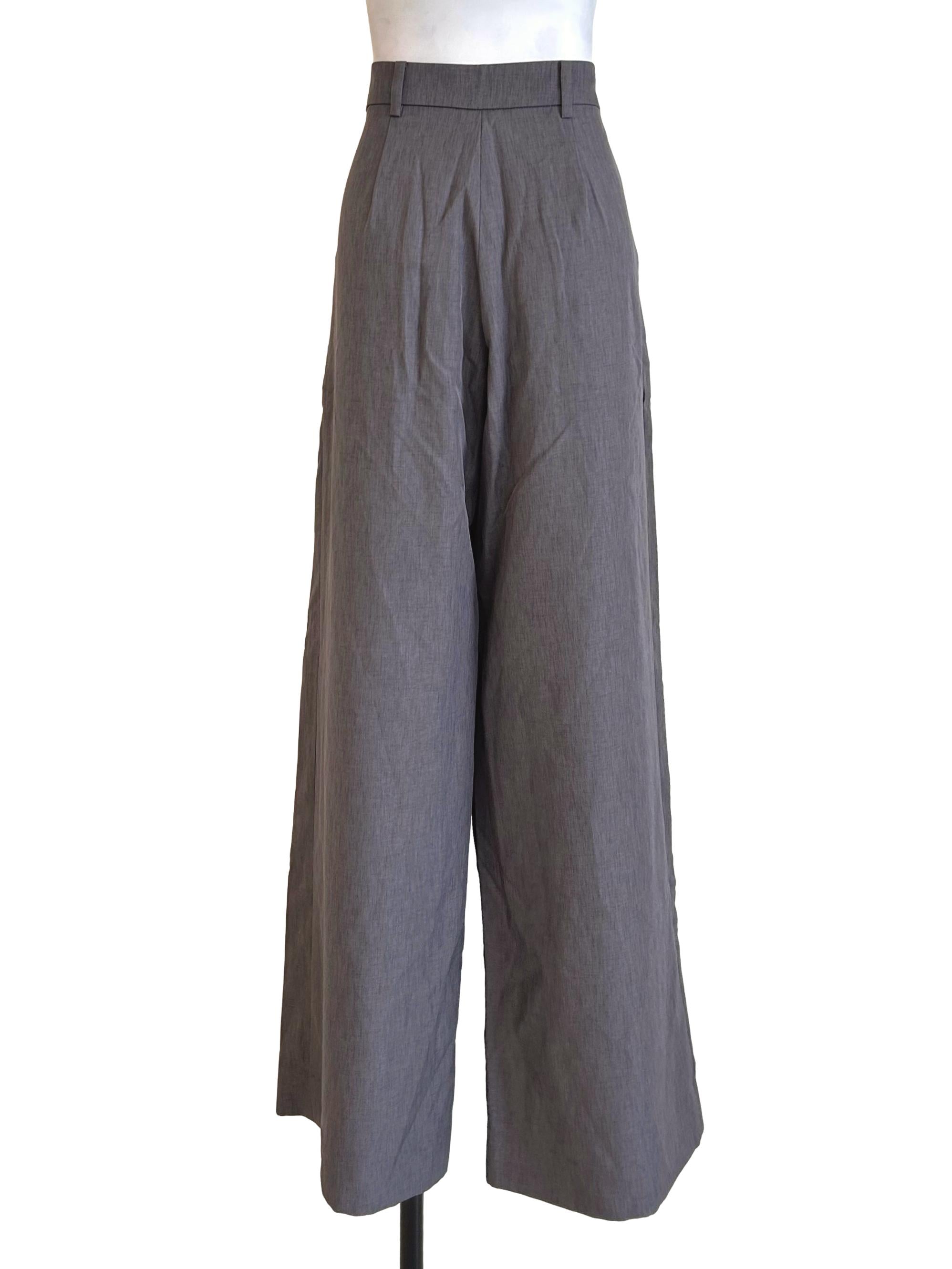 Charcoal Grey Wide Leg High Waist Trousers